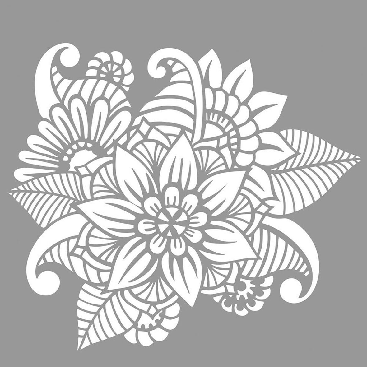 Floral Doodle Stencil Boyama şablonu 30x30 cm, Duvar Stencil, Fayans Stencil, Mobilya Stencil