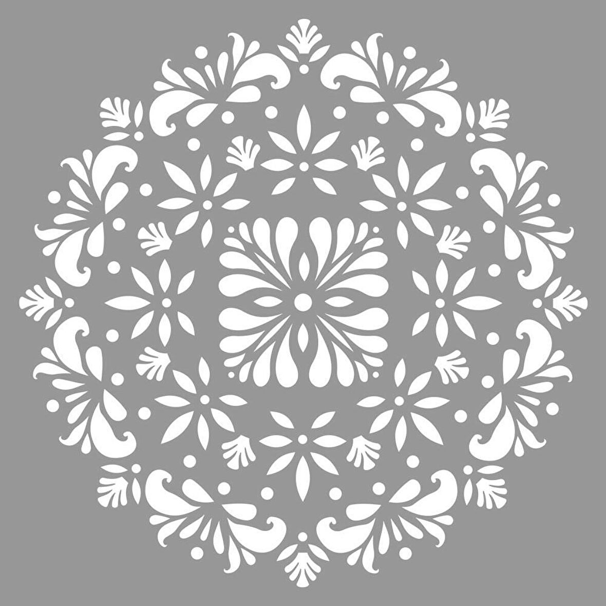 Mandala 33 Stencil Boyama şablonu 30x30 cm, Duvar Stencil, Fayans Stencil, Mobilya Stencil