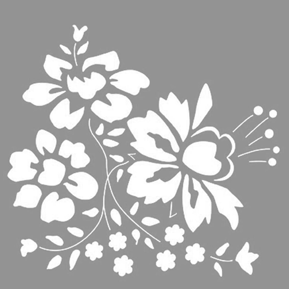 Dahlia Stencil Boyama şablonu 30x30 cm, Duvar Stencil, Fayans Stencil, Mobilya Stencil