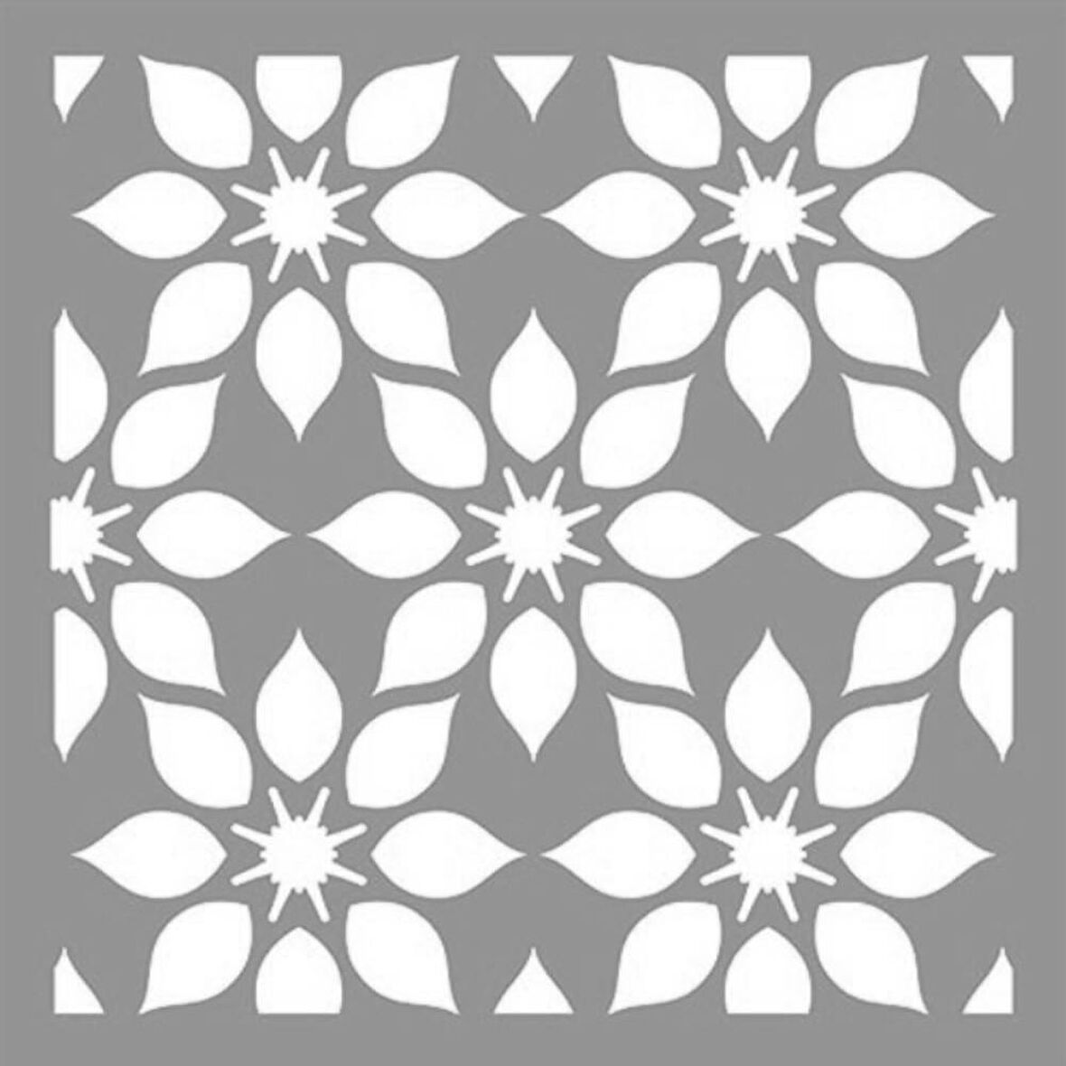 Çiçek Motifi-28 Stencil Boyama şablonu 30x30 cm, Duvar Stencil, Fayans Stencil, Mobilya Stencil
