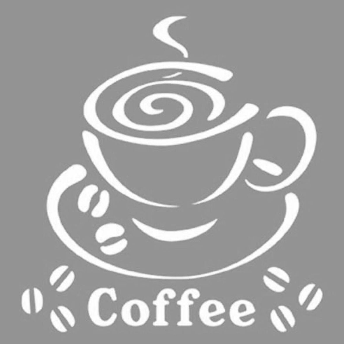 Coffee 4 Stencil Boyama şablonu 30x30 cm, Duvar Stencil, Fayans Stencil, Mobilya Stencil