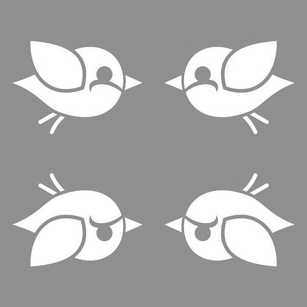 Karşılıklı Kuşlar Stencil Boyama şablonu 30x30 cm, Duvar Stencil, Fayans Stencil, Mobilya Stencil