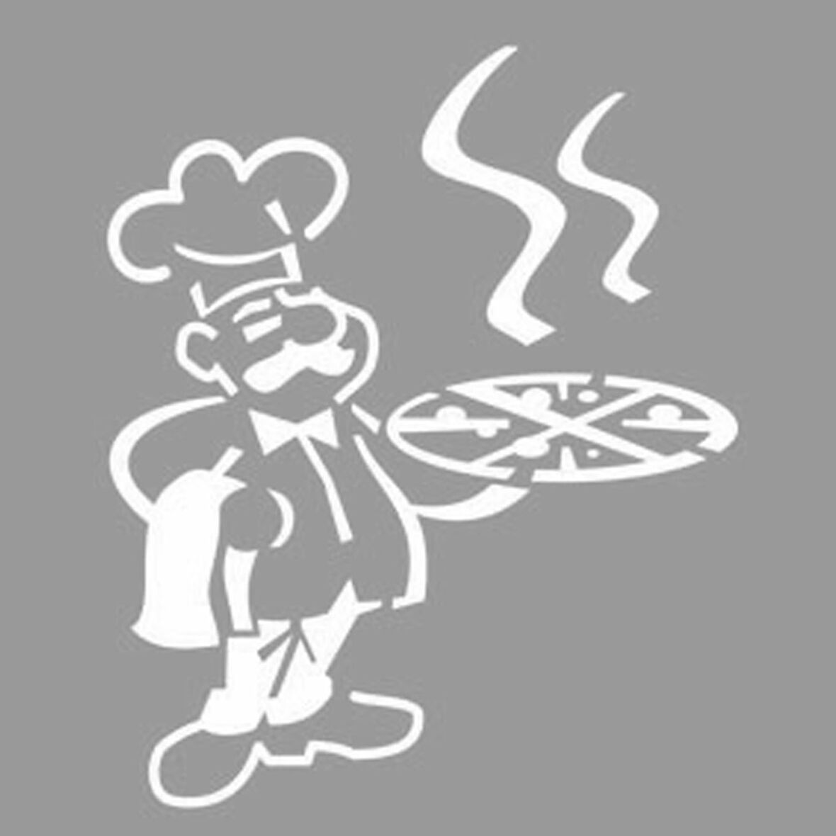 Yaşlı Pizzacı-2 Stencil Boyama şablonu 30x30 cm, Duvar Stencil, Fayans Stencil, Mobilya Stencil