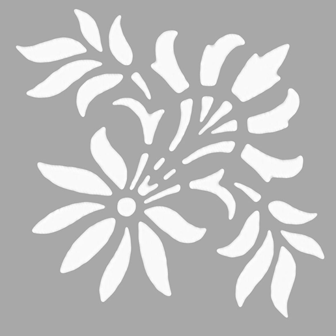 Yaprak Detay Çiçek Stencil Boyama şablonu 30x30 cm, Duvar Stencil, Fayans Stencil, Mobilya Stencil