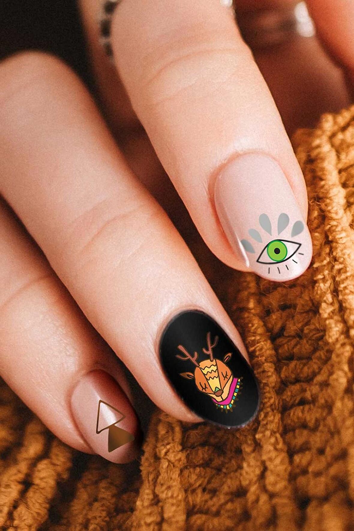 Boho Şekiller Tırnak Dövmesi, Tırnak Tattoo, Nail Art, Tırnak Sticker