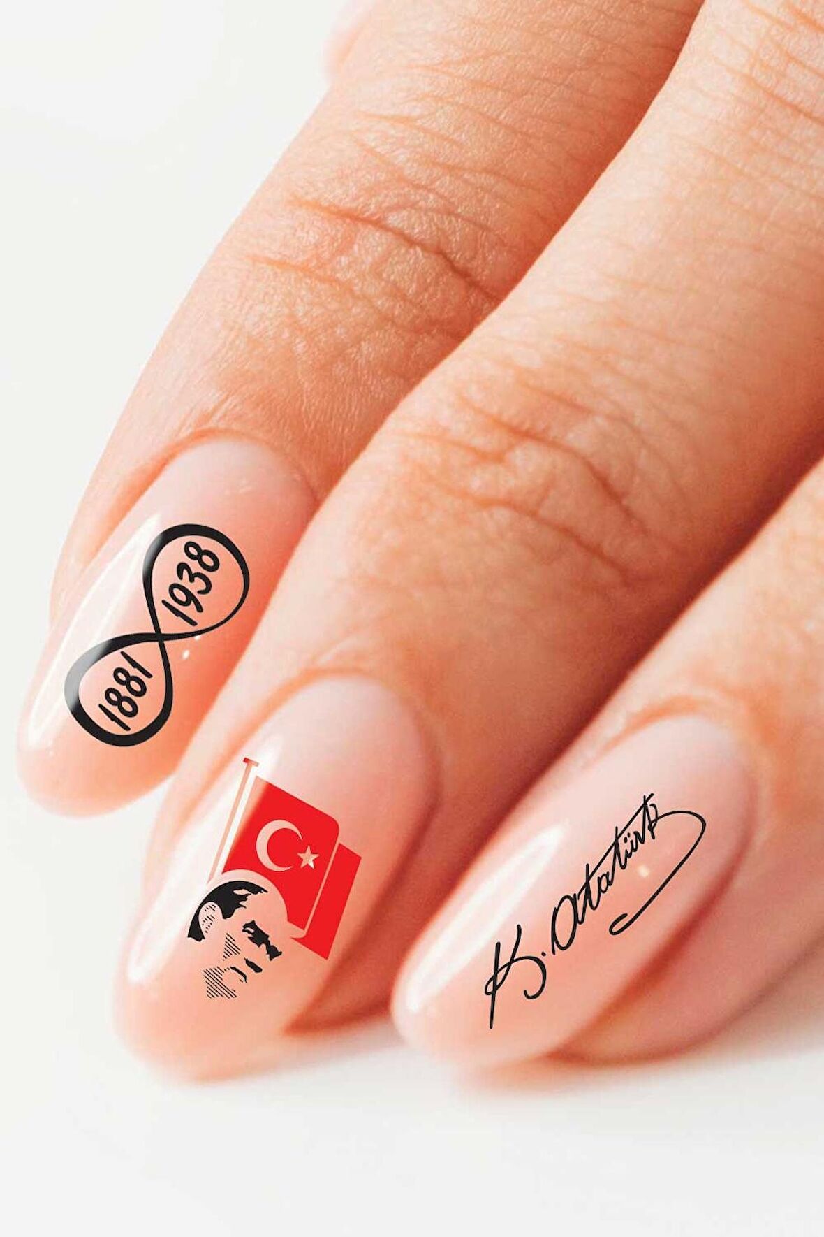 Atatürk Set Tırnak Dövmesi, Tırnak Tattoo, Nail Art, Tırnak Sticker