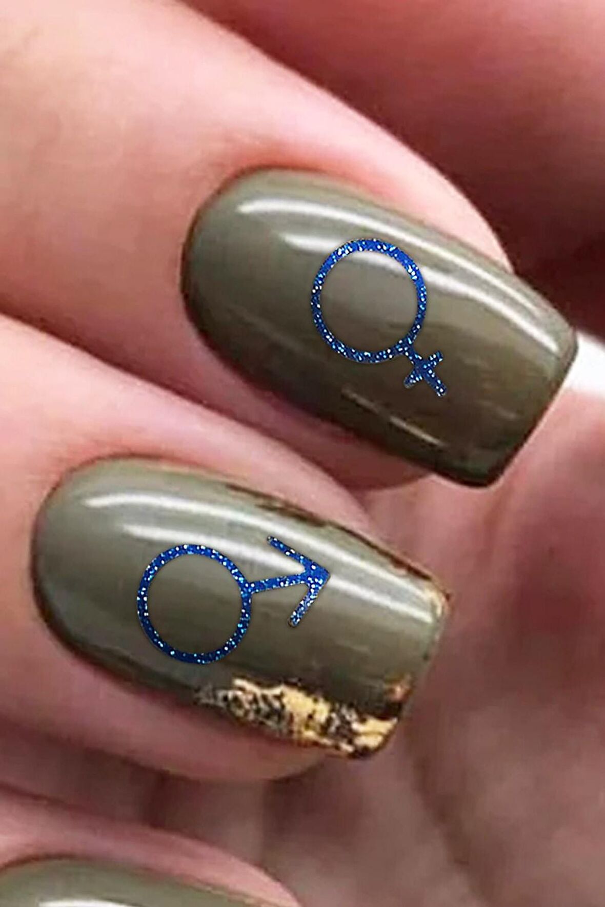 Mavi Karışık Şekiller Metalik Tırnak Sticker, Nail Sticker, Nail Art