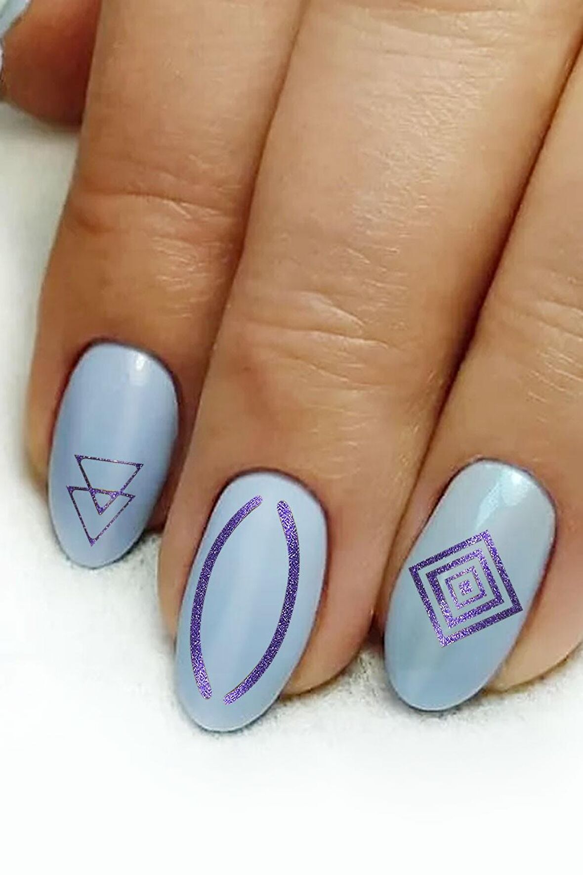 Mor Etnik Çizgiler Metalik Tırnak Sticker, Nail Sticker, Nail Art