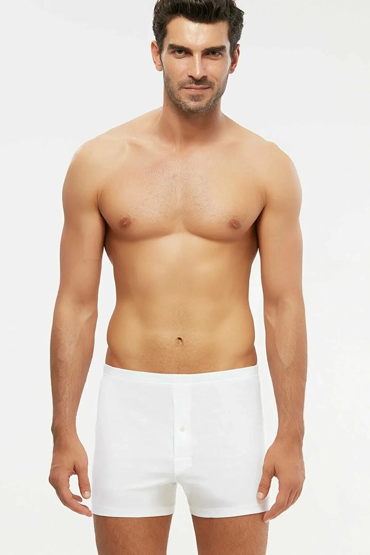 %100 Pamuklu 2'li Beyaz Erkek Boxer