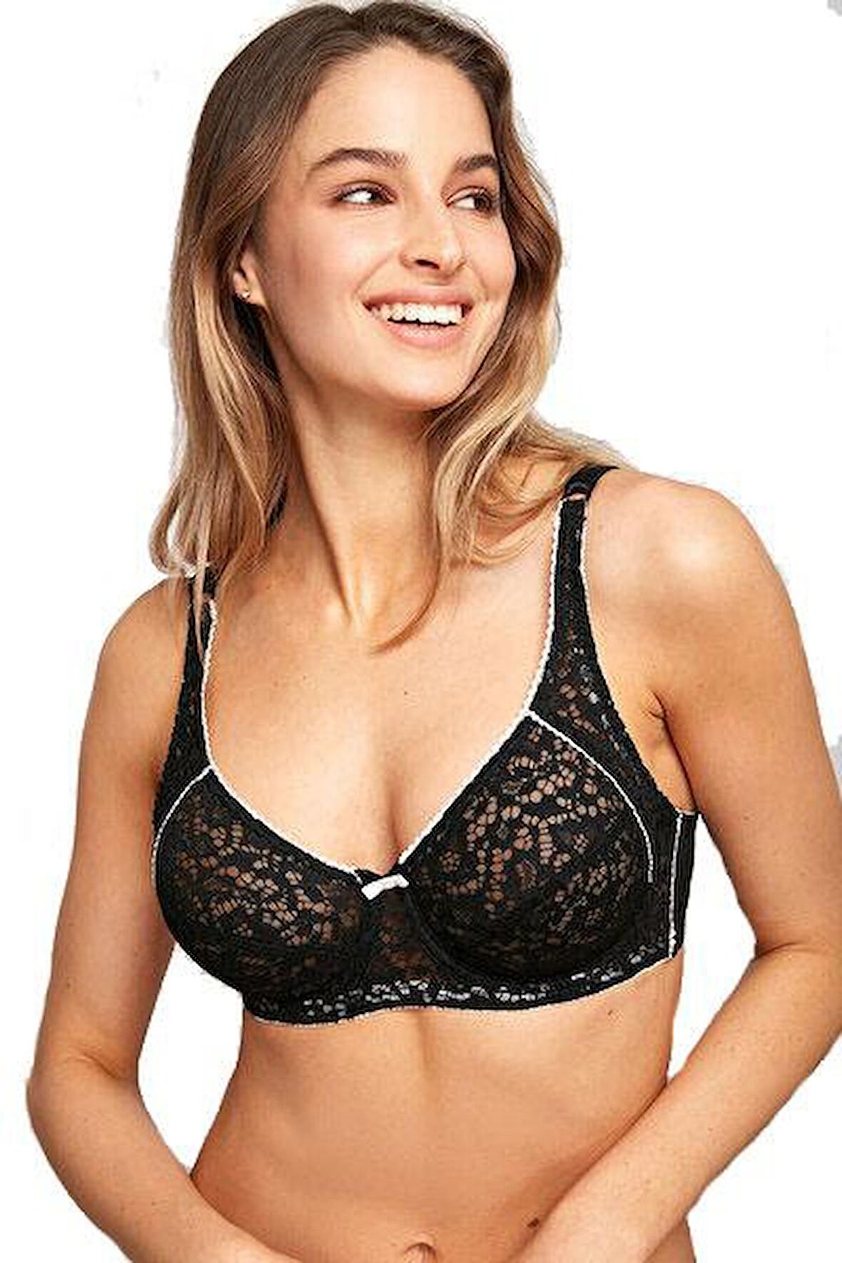 Kom Vintage Toparlayıcı Dantelli Siyah Sütyen 