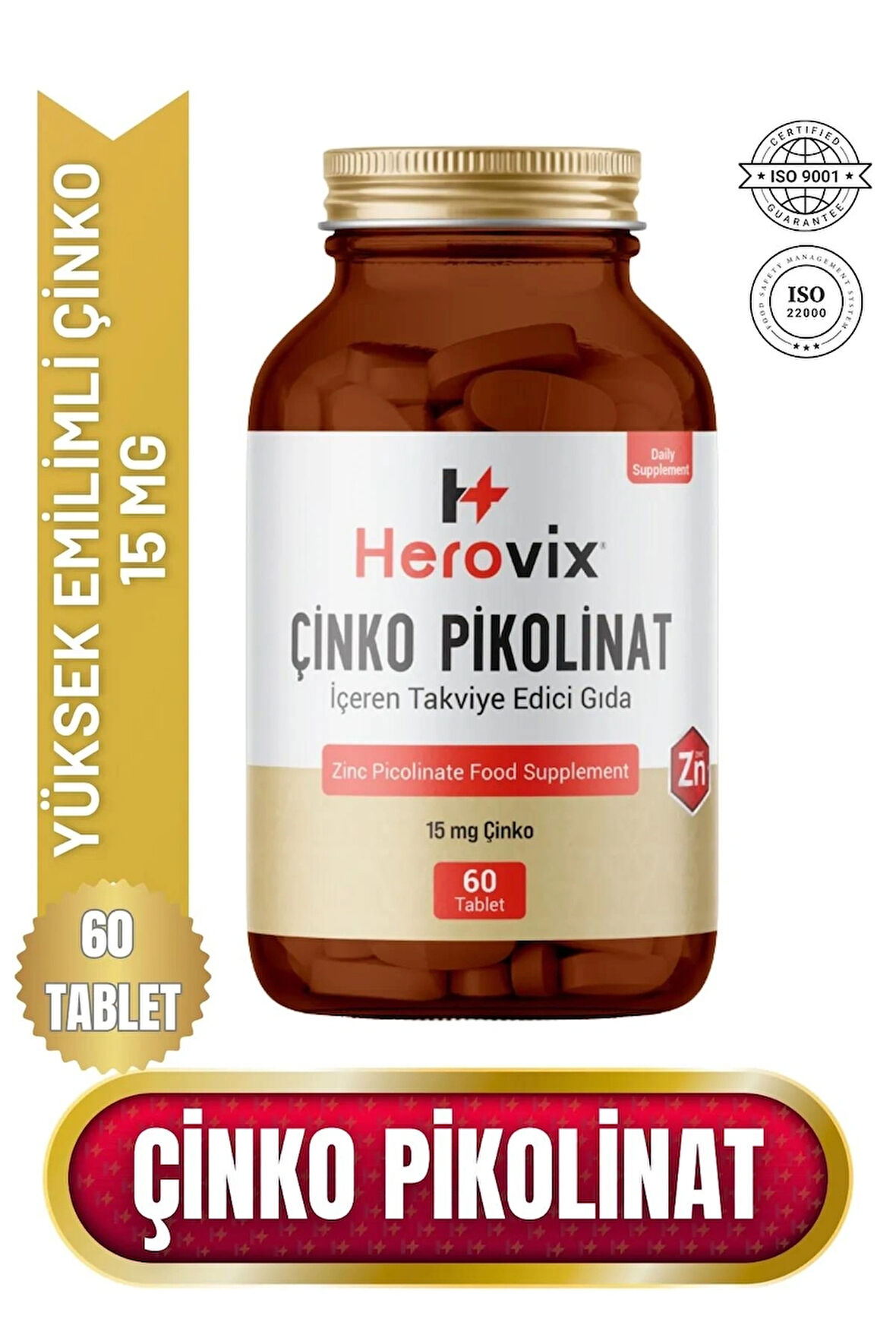 Herovix Çinko Pikolinat 60 Tablet 15 Mg