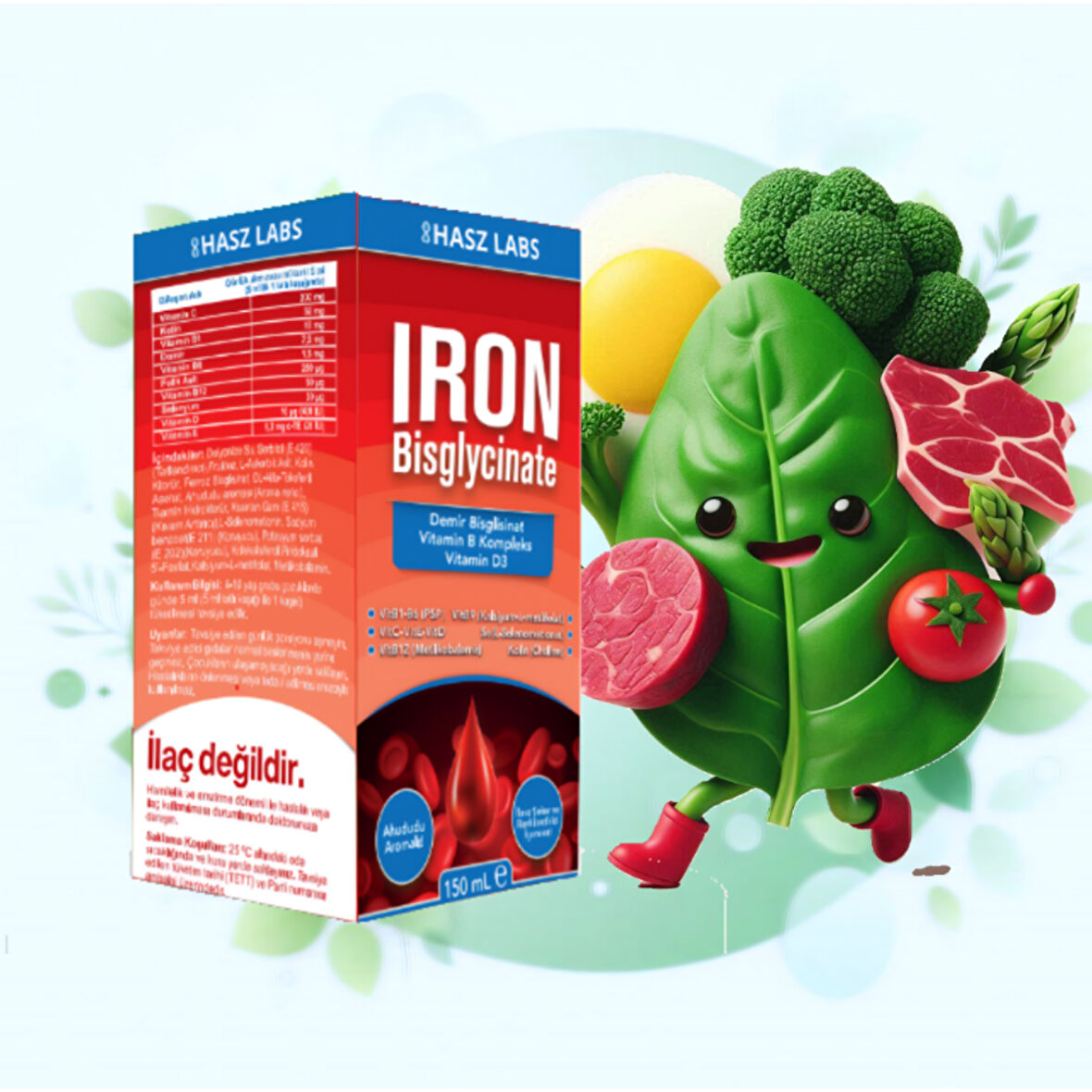 Hasz Labs Iron Bisglicinate & Vitamin B Kompleks Şurup