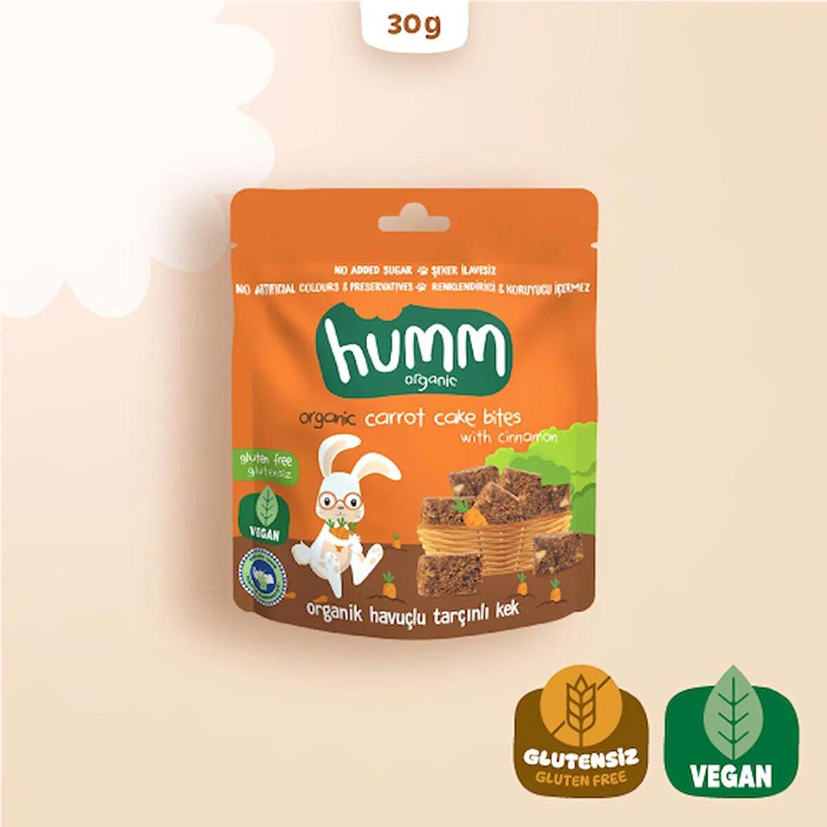 Organik Glutensiz Vegan Havuçlu ve Tarçınlı Kek - 30g
