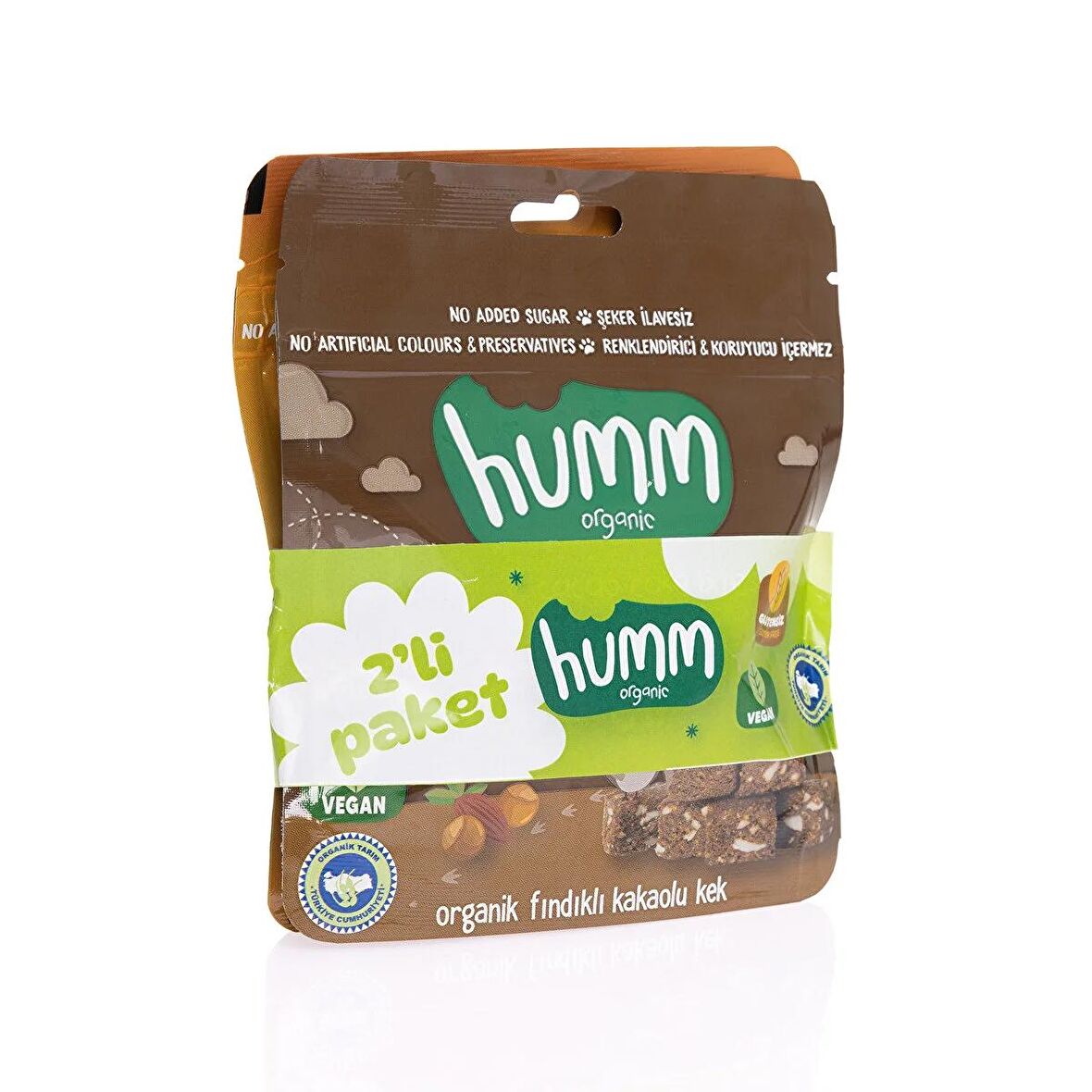 humm organic Organik Glutensiz Vegan Fındıklı, Kakaolu Kek ve Muzlu Kek 2x30 gr