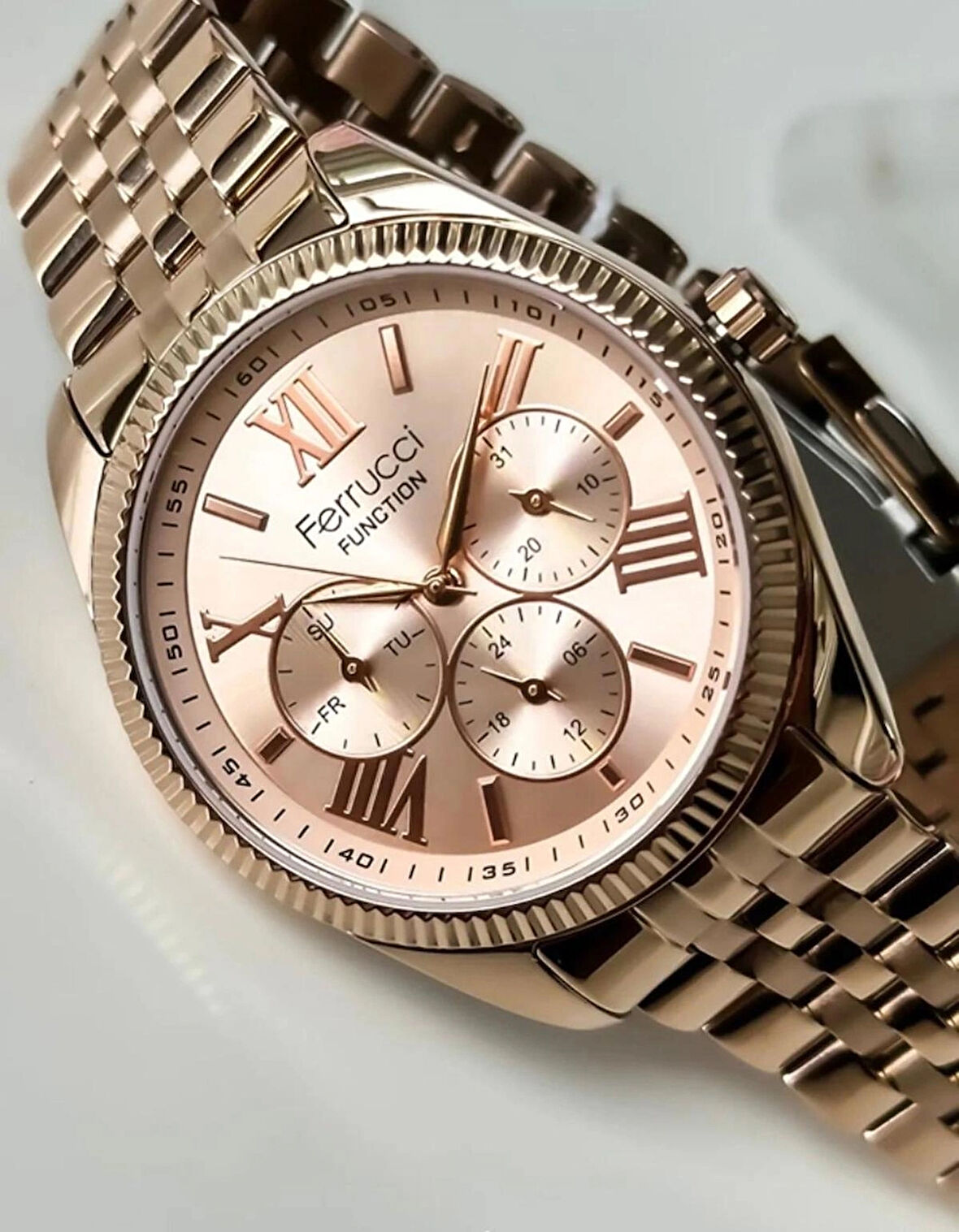 Ferrucci Rose Çelik Jübile Kordon Kadın Kol Saat+Bileklik Hediyeli