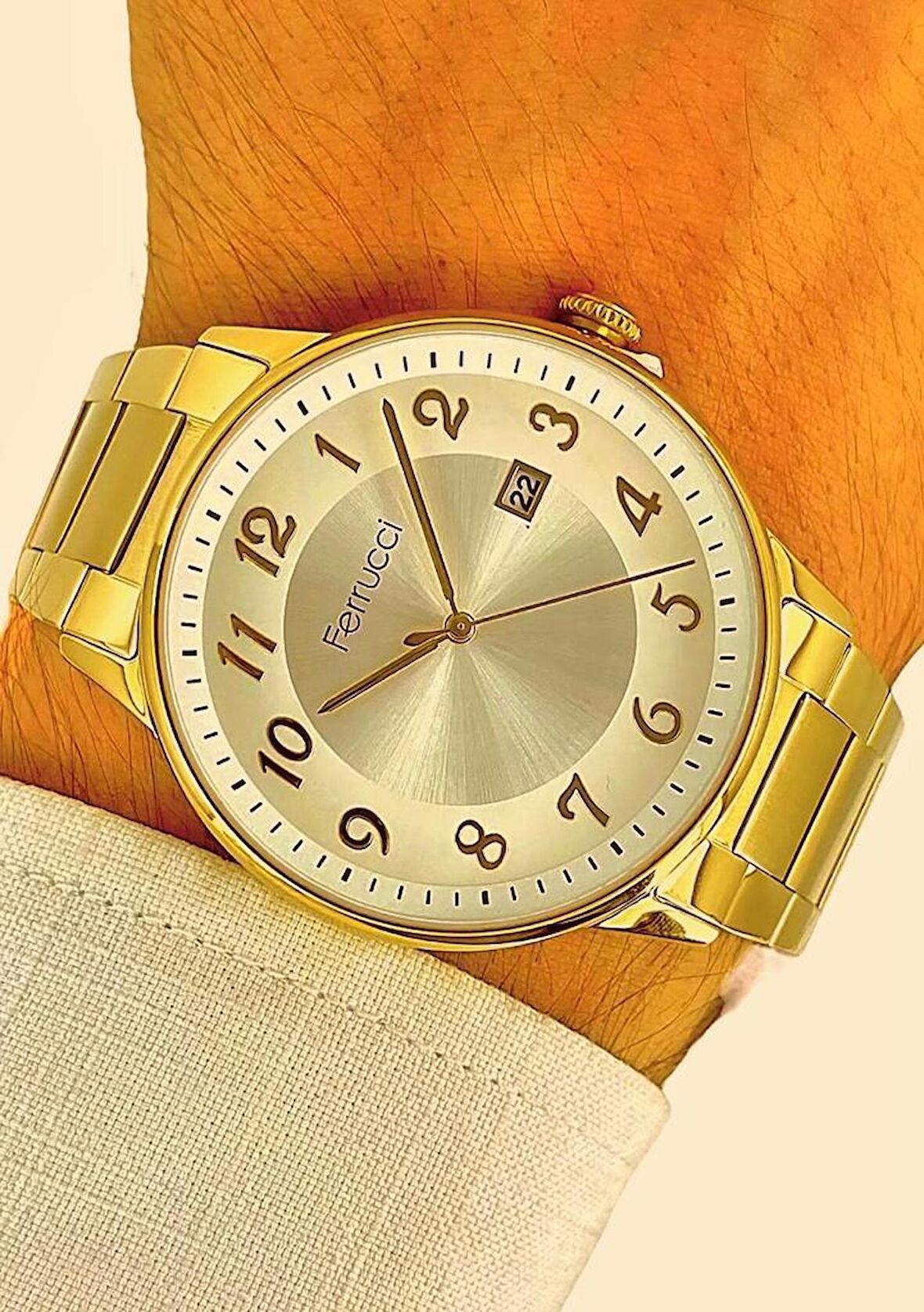 Ferrucci 1. Sınıf Çelik Klasik Rakamlı Model Yeni Sezon Orjinal Erkek Kol Saat+Bileklik