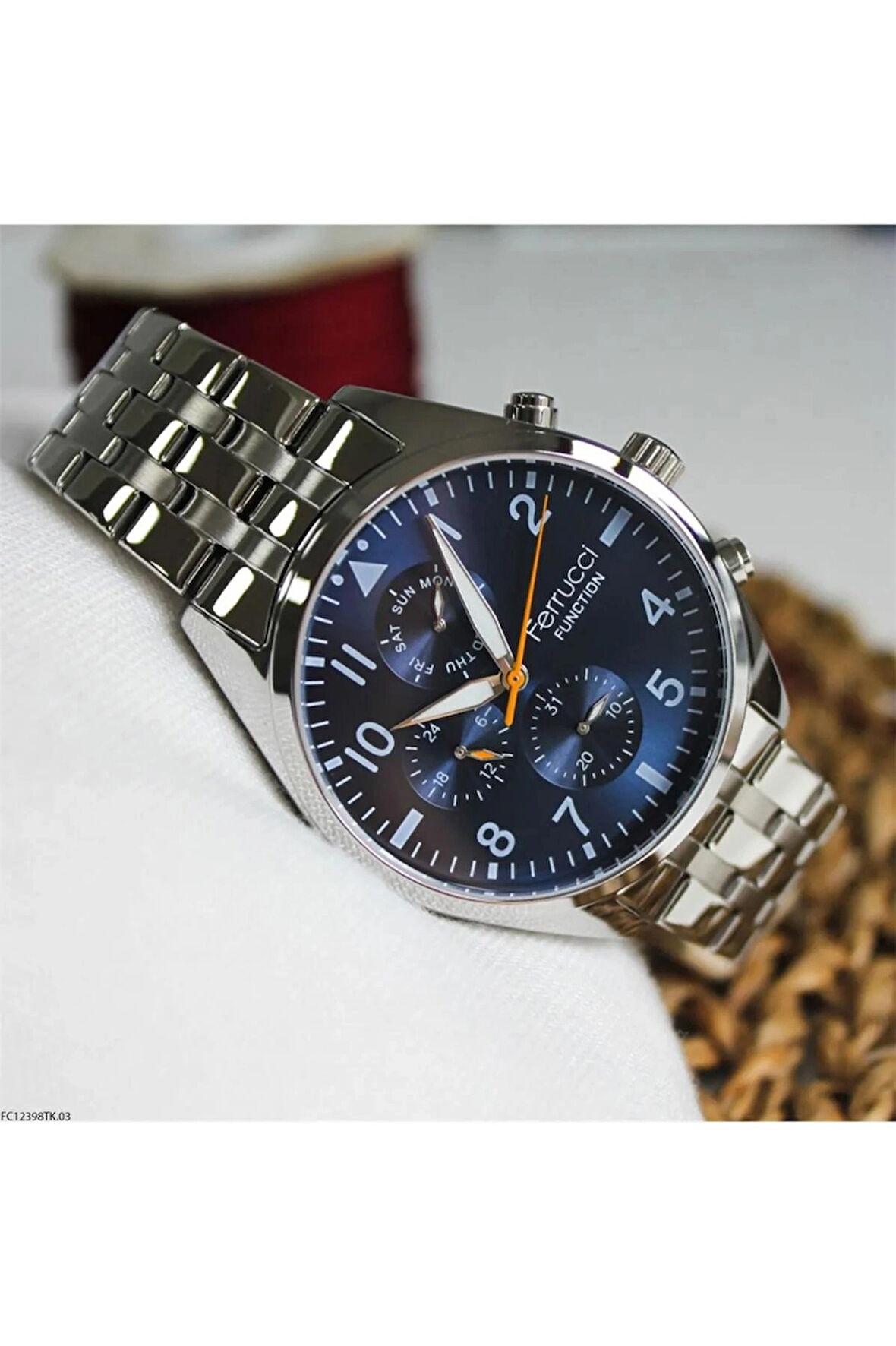 Ferrucci Çelik Kordon Takvimli&Fonksiyonlu Erkek Kol Saati