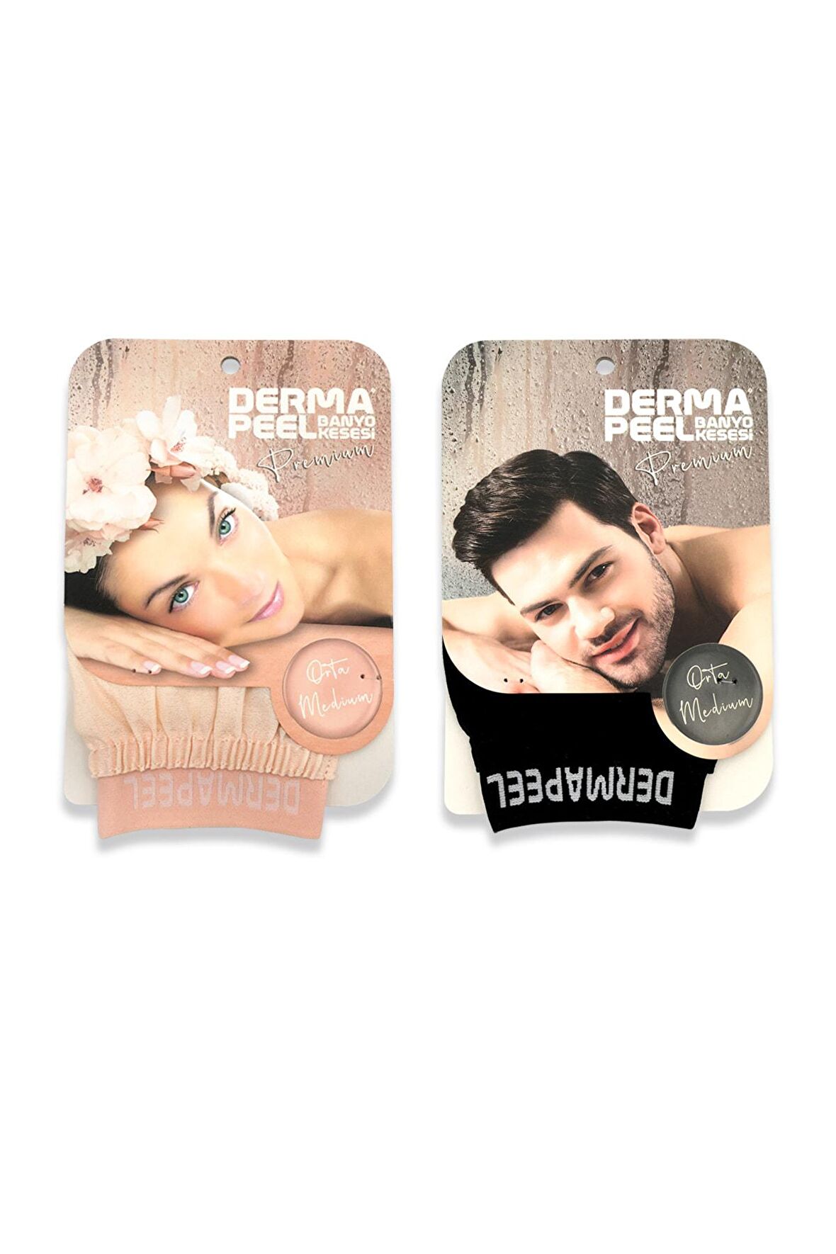 Dermapeel Premium  Woman + Premium Man Banyo Kesesi 2'li Set