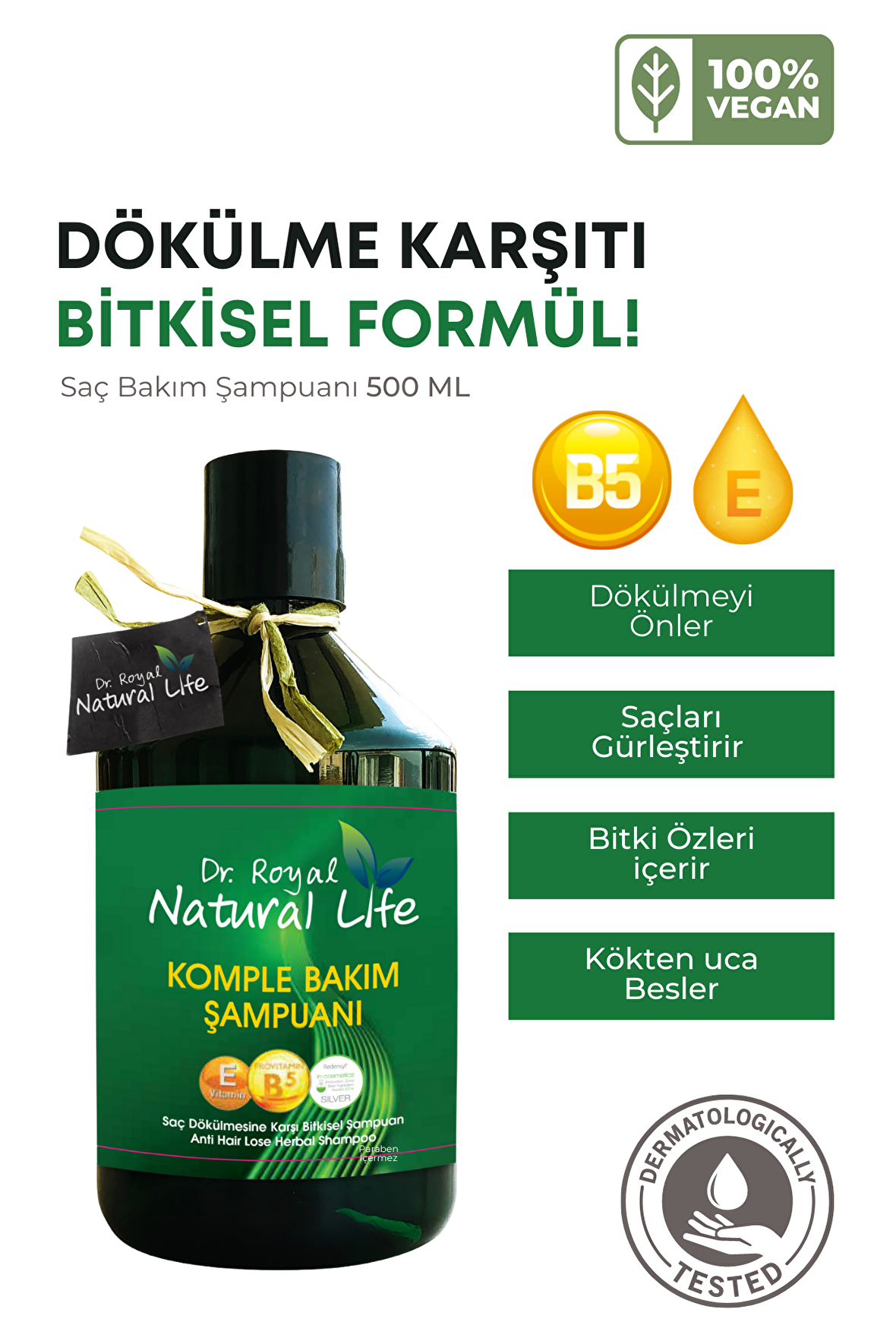 Saç Dökülmesine Karşı Keratinli Ve Bitki Özlü Bakım Şampuanı 500 Ml