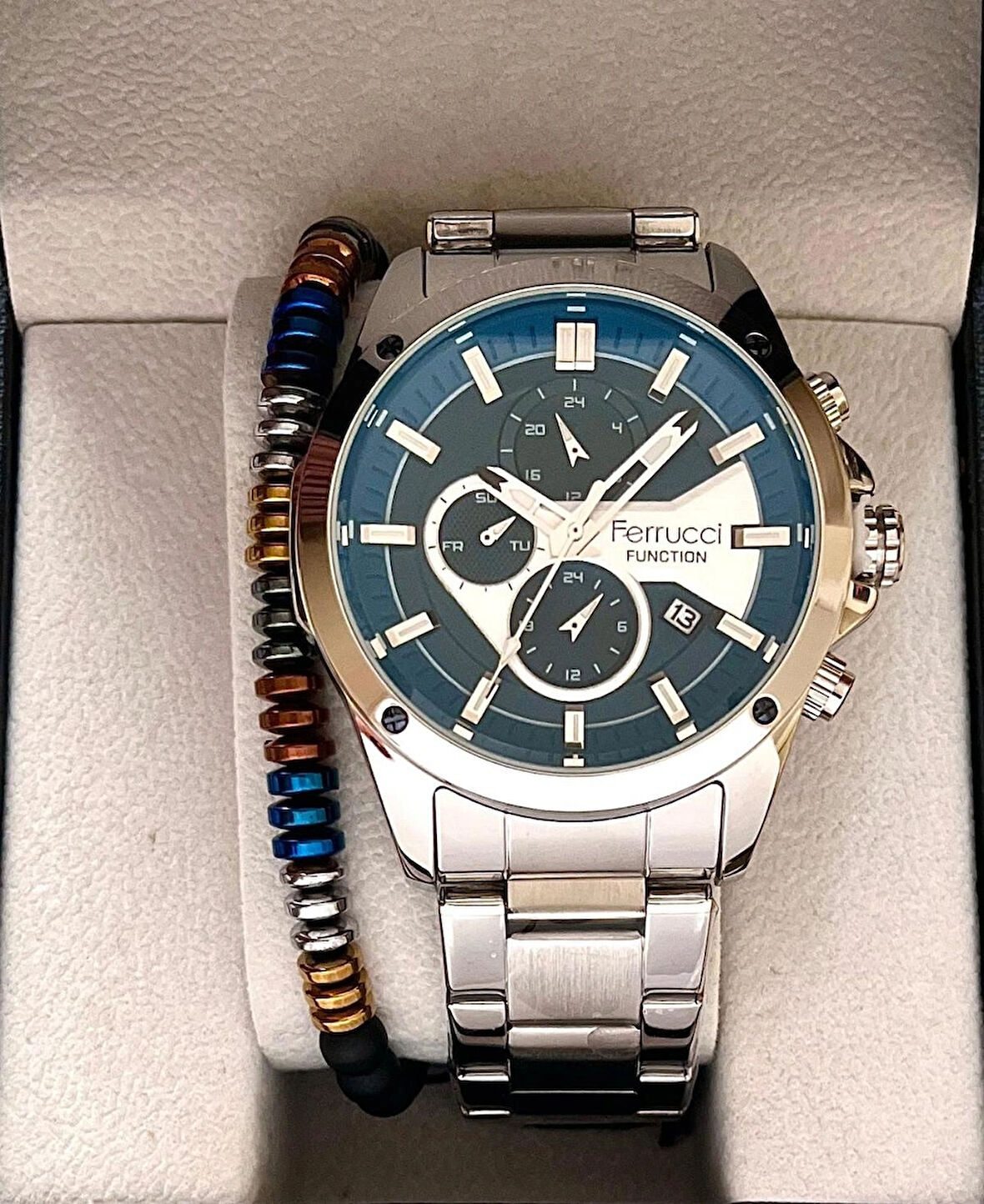 Ferrucci Spor Şık Model Fonksiyonlu&Takvimli Erkek Kol Saat+Bileklik