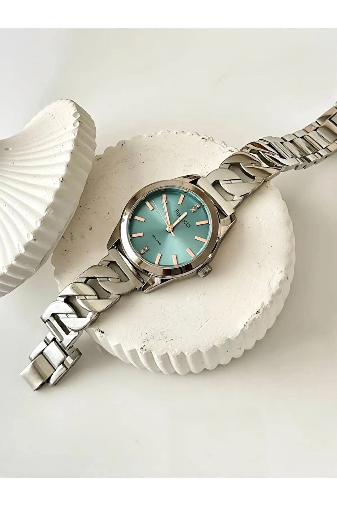 Ferrucci Çelik Özel Tasarım Kadın Kol Saati+Bileklik Hediyeli