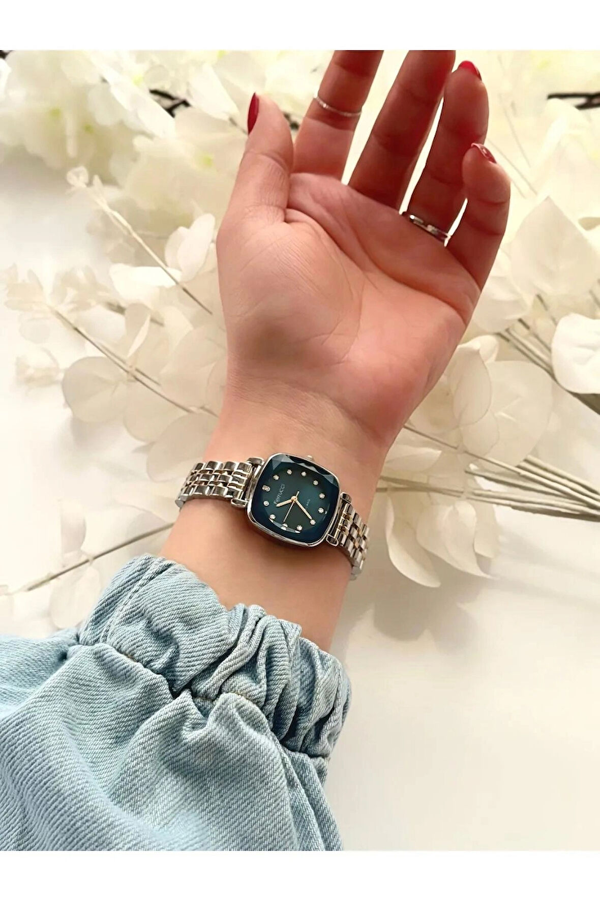 Ferrucci Retro Model Kare Kadın Kol Saati+Bileklik Hediye