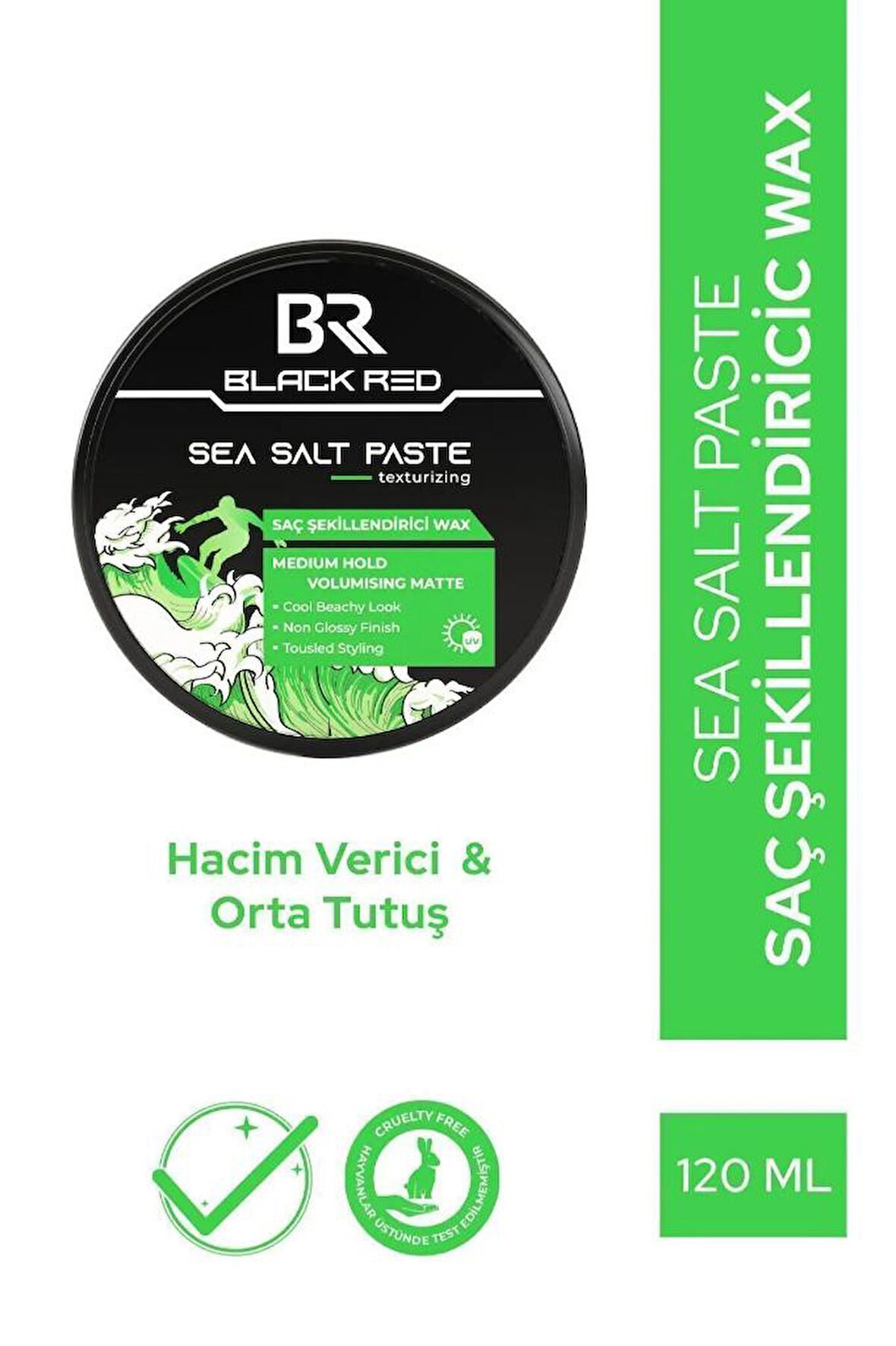 Black Red Sea Salt Paste Saç Şekillendirici Mat Doğal Görünüm Orta Sertlik Wax 120 Ml