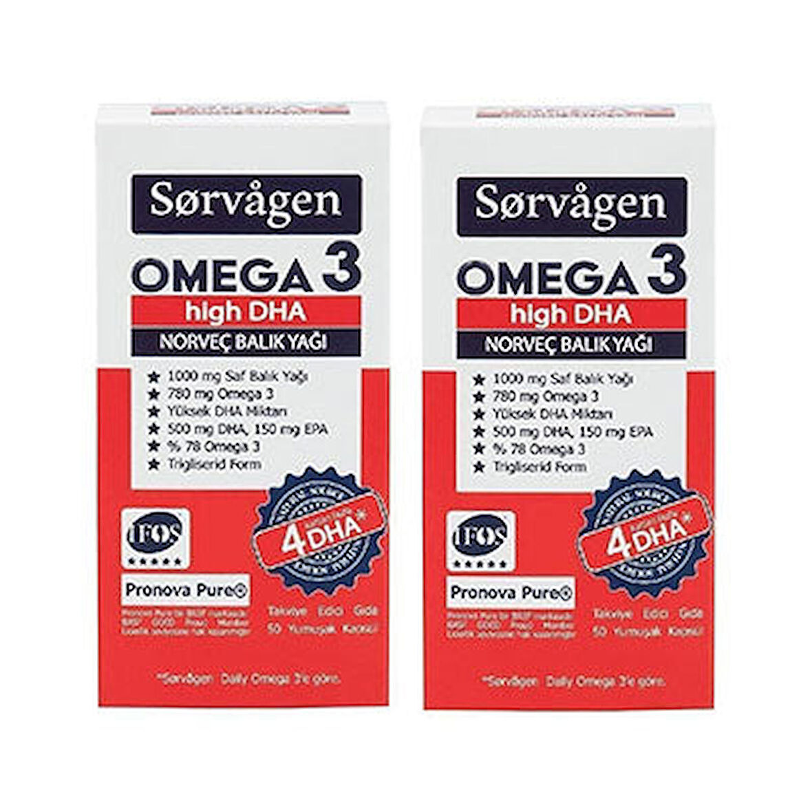 Sorvagen Omega-3 High DHA Norveç Balık Yağı 50 Kapsül 2'li Paket