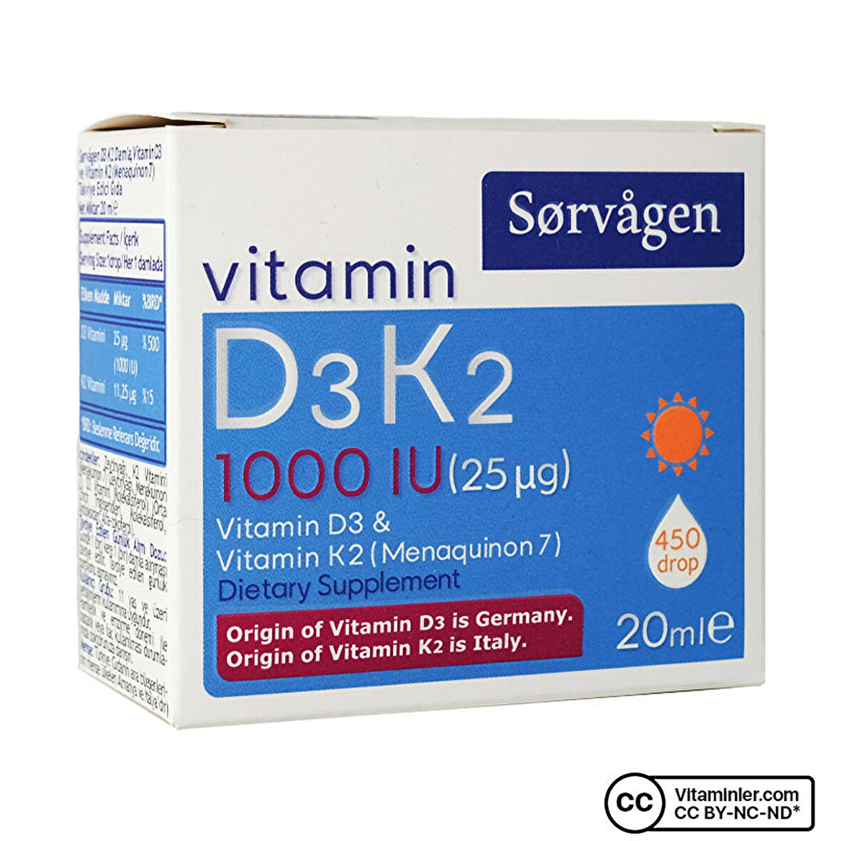 Sorvagen Vitamin D3K2 20 mL Damla - AROMASIZ