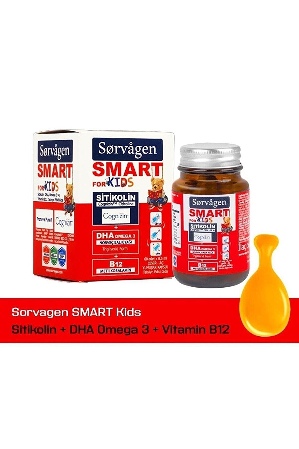 Sorvagen Smart Kids Sitikolin DHA 60 Kapsül