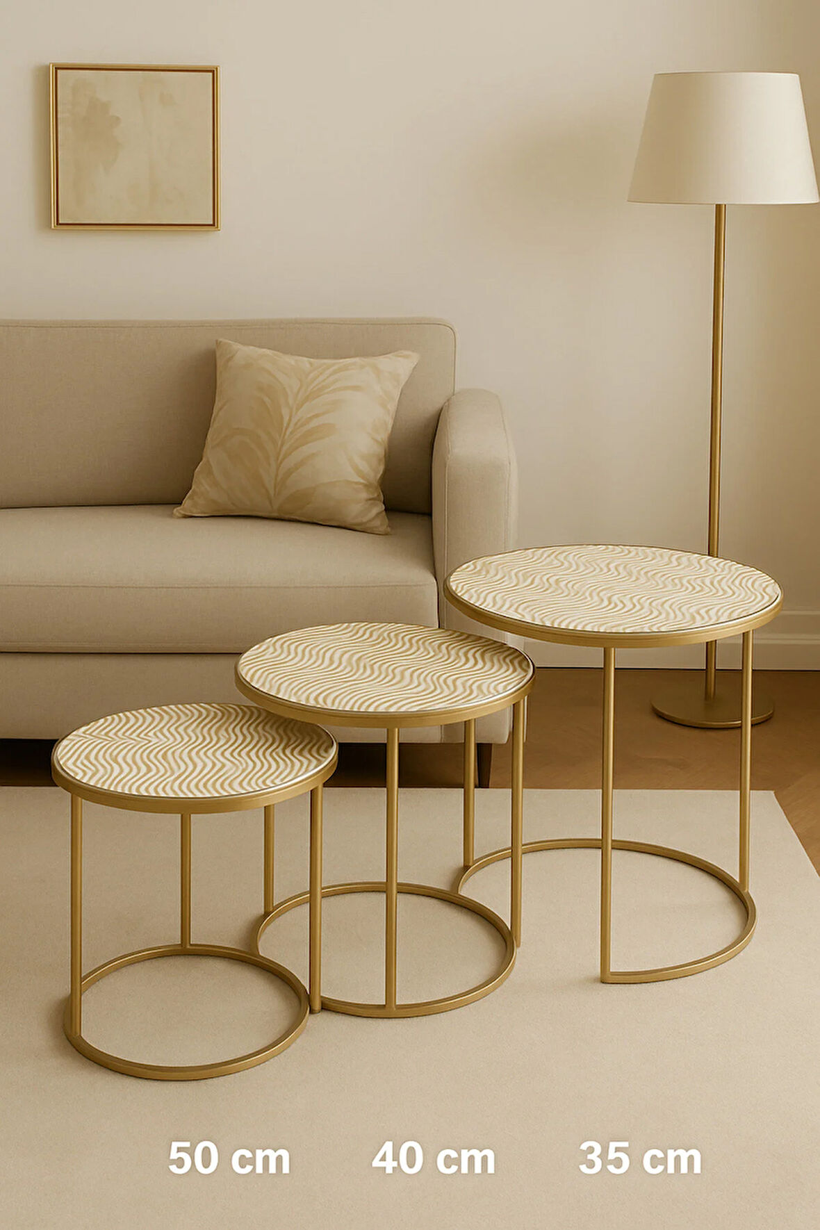 Oturma Odası ve Salon İçin Dekoratif 3’lü Sehpa Örtüsü Takımı Pvc Modern Şık Tasarım Set Silinebilir