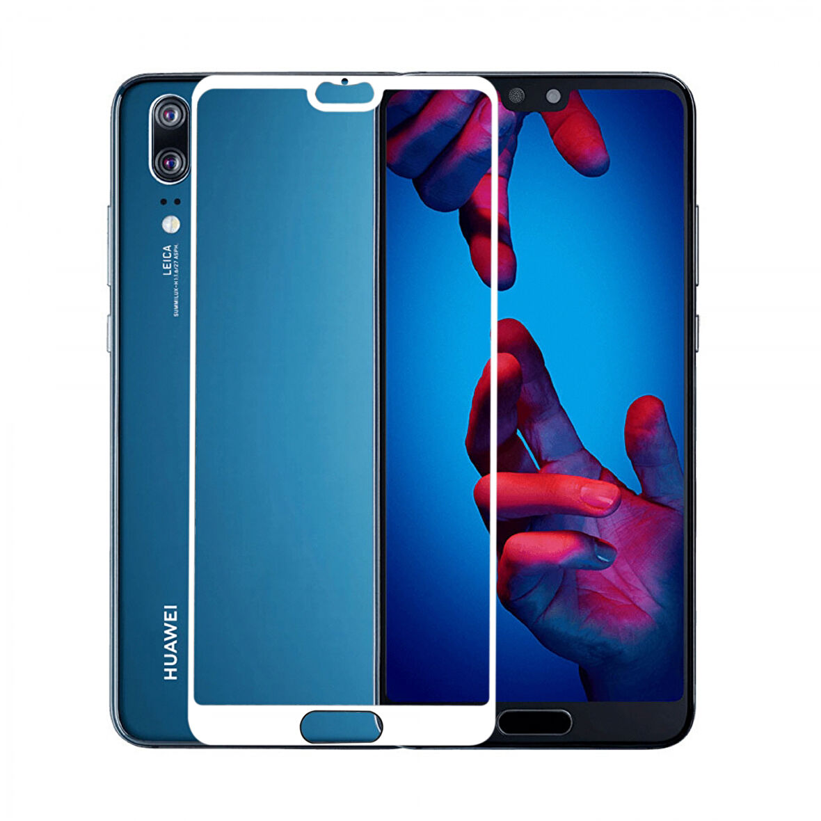 Huawei P20 Uyumlu Ön Koruma 9H Nano Ekran Koruyucu (Beyaz)
