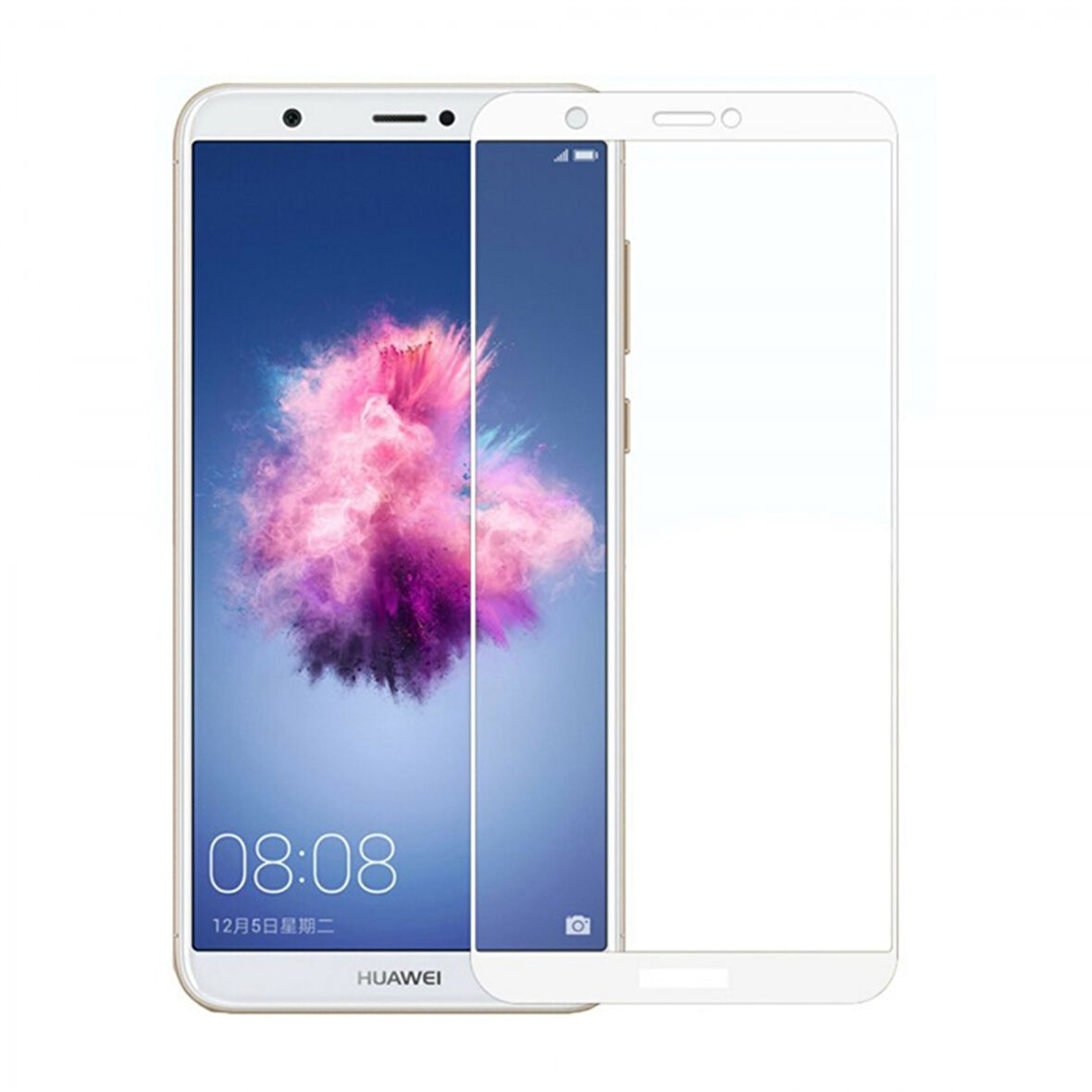Huawei P Smart Uyumlu Ön Koruma 9H Nano Ekran Koruyucu (Beyaz)