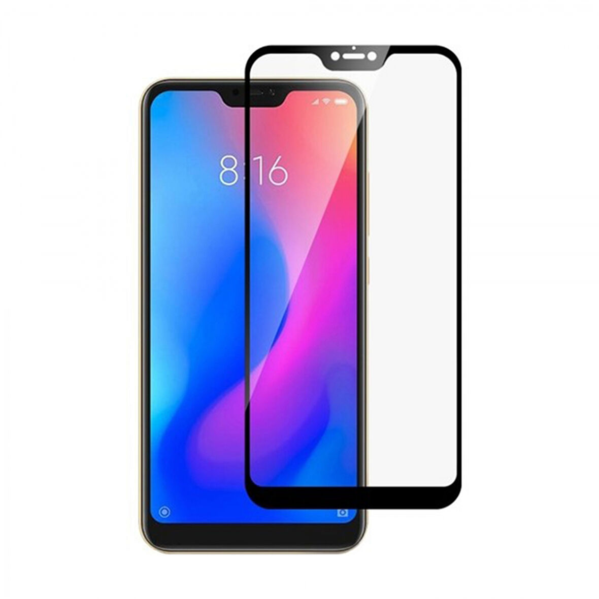 Xiaomi Mi 8 Lite Uyumlu Ön Koruma Temperli Cam Ekran Koruyucu (Siyah)
