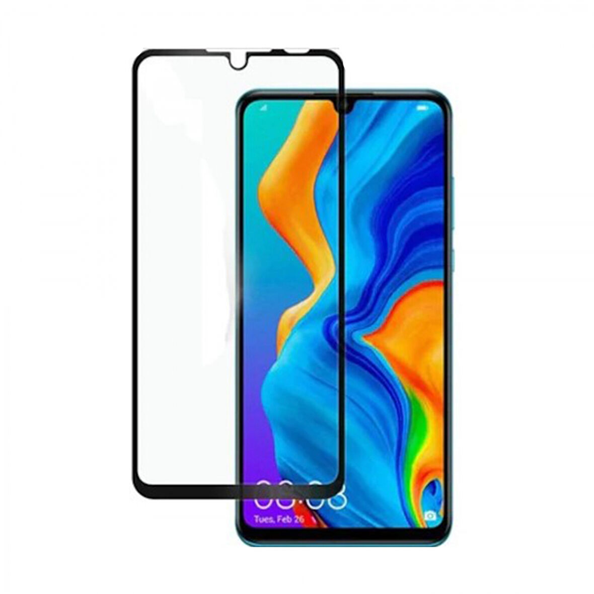 Huawei P30 Uyumlu Ön Koruma 9H Nano Ekran Koruyucu (Siyah)