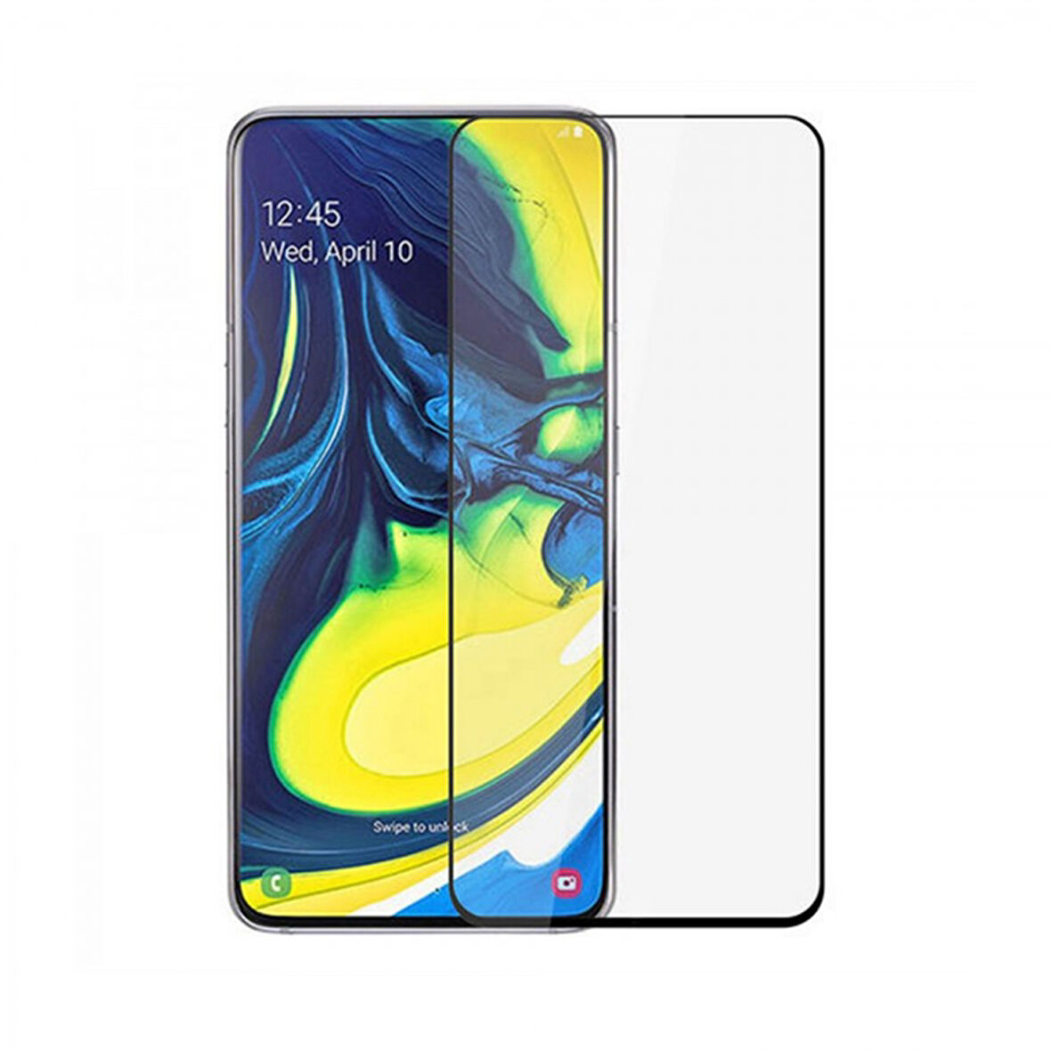 Samsung Galaxy A90 Uyumlu Ön Koruma Temperli Cam Ekran Koruyucu (Siyah)