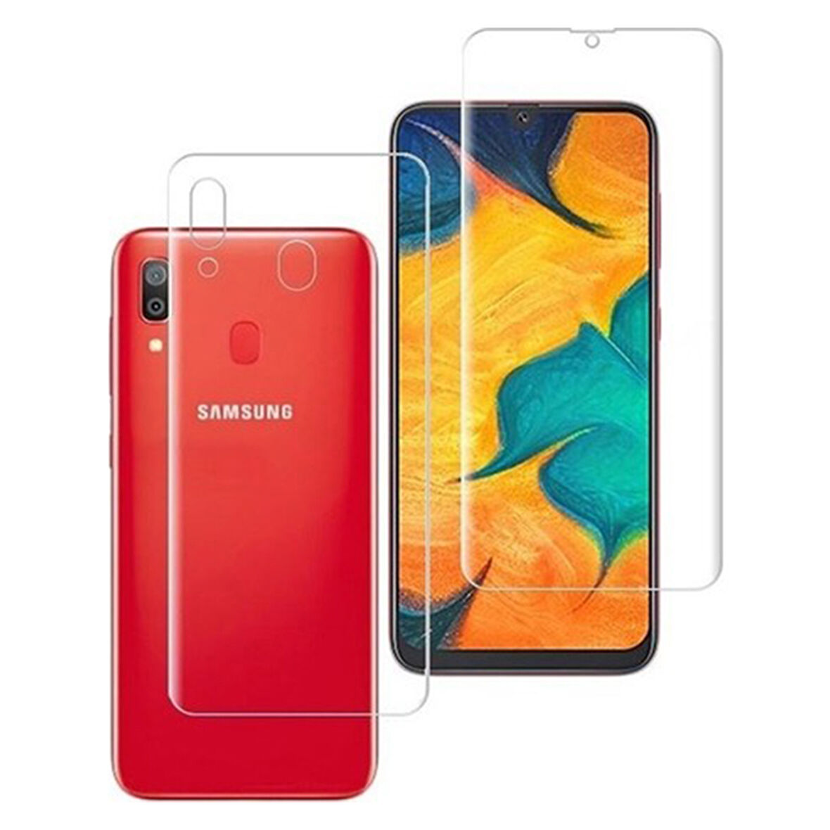 Samsung Galaxy A30 Uyumlu Şeffaf Ön ve Arka Koruma 360° Full Kaplama Ekran Koruyucu