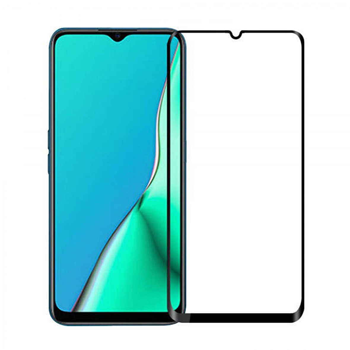 Oppo A5 2020 Uyumlu Ön Koruma Temperli Cam Ekran Koruyucu (Siyah)