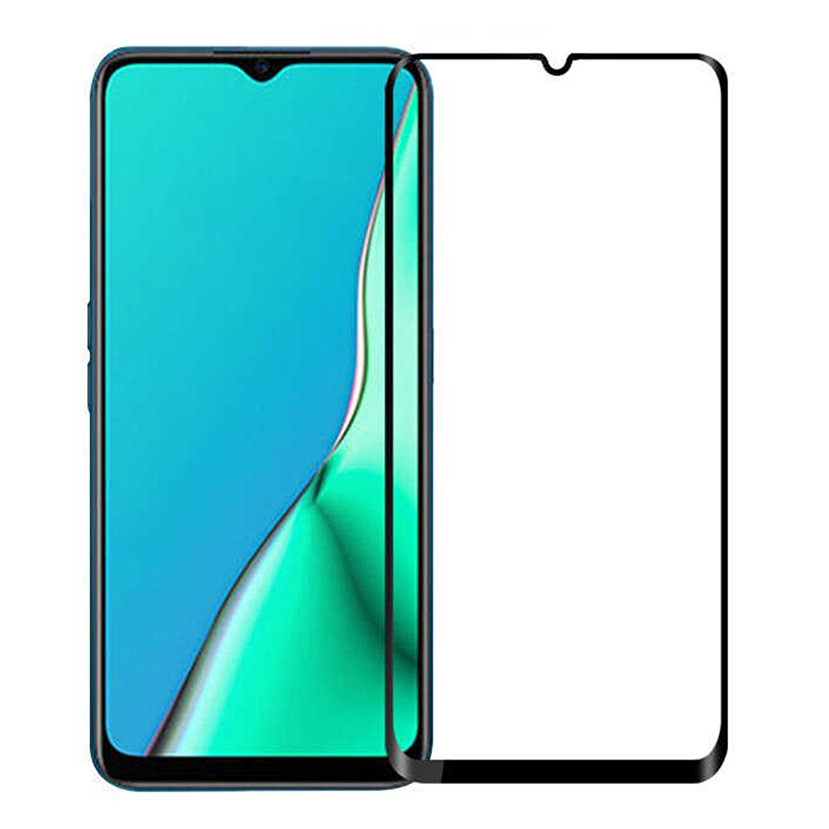 Oppo A5s Uyumlu Ön Koruma Temperli Cam Ekran Koruyucu (Siyah)