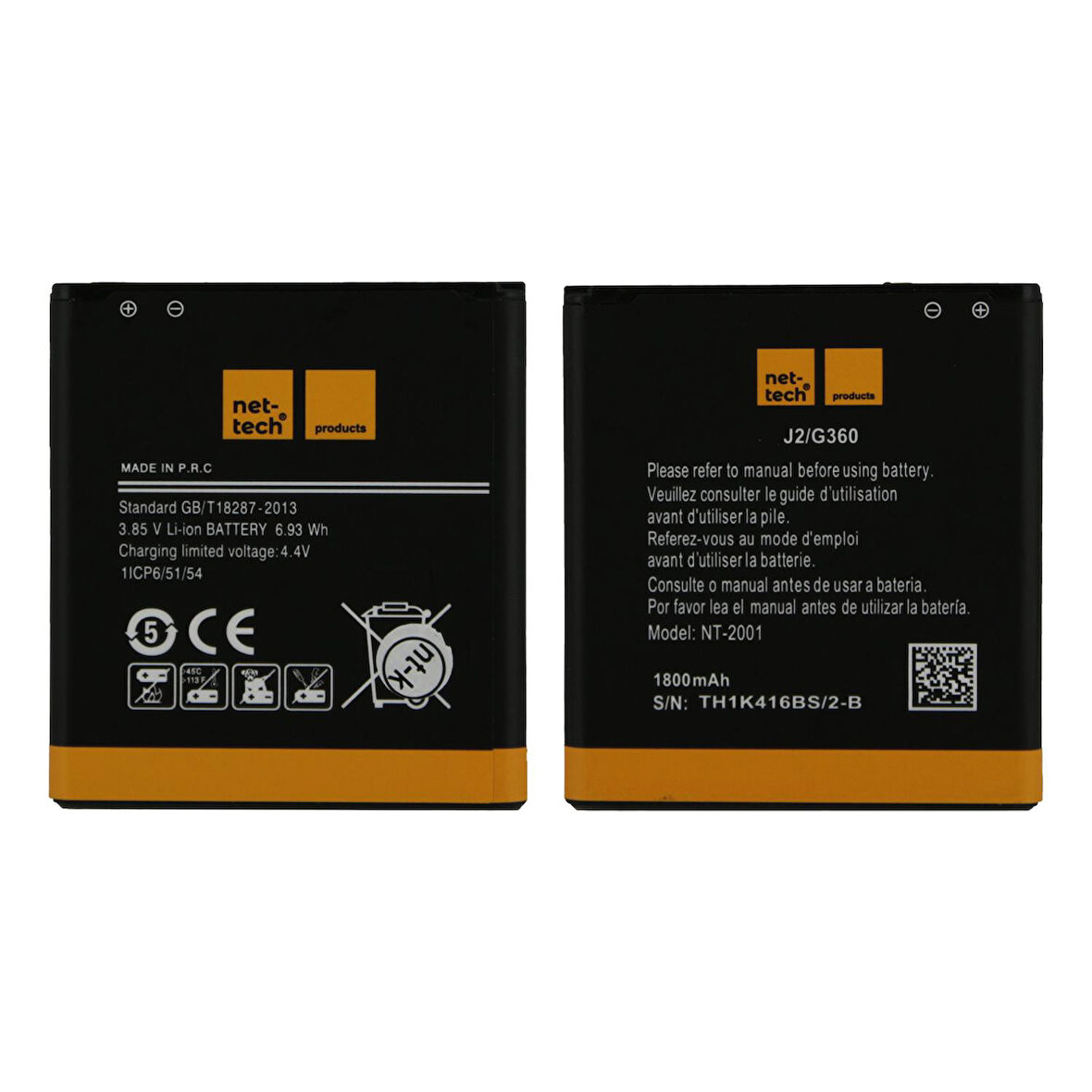 Teknonet Samsung Galaxy J200 J2 Uyumlu Nettech 1800 MAh Batarya NT-32410