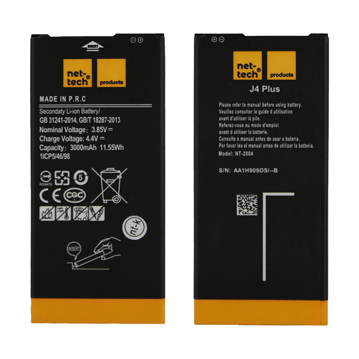 Teknonet Samsung Galaxy J4 Plus Uyumlu Nettech 3000 MAh Batarya NT-32414