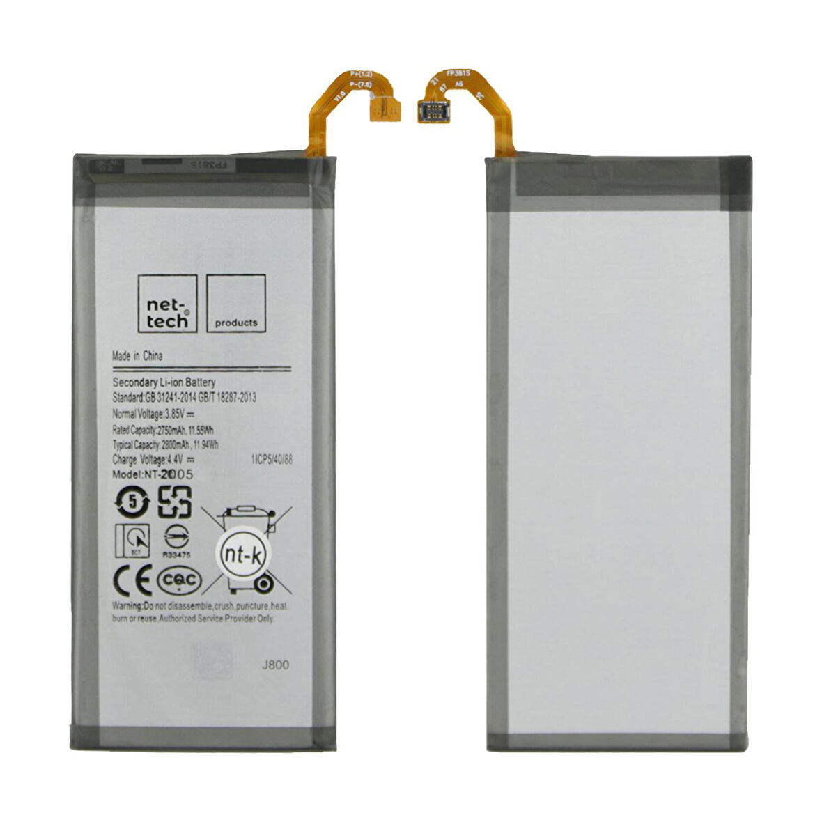 Teknonet Samsung Galaxy J800 J8 Uyumlu Nettech 2800 MAh Batarya NT-32416