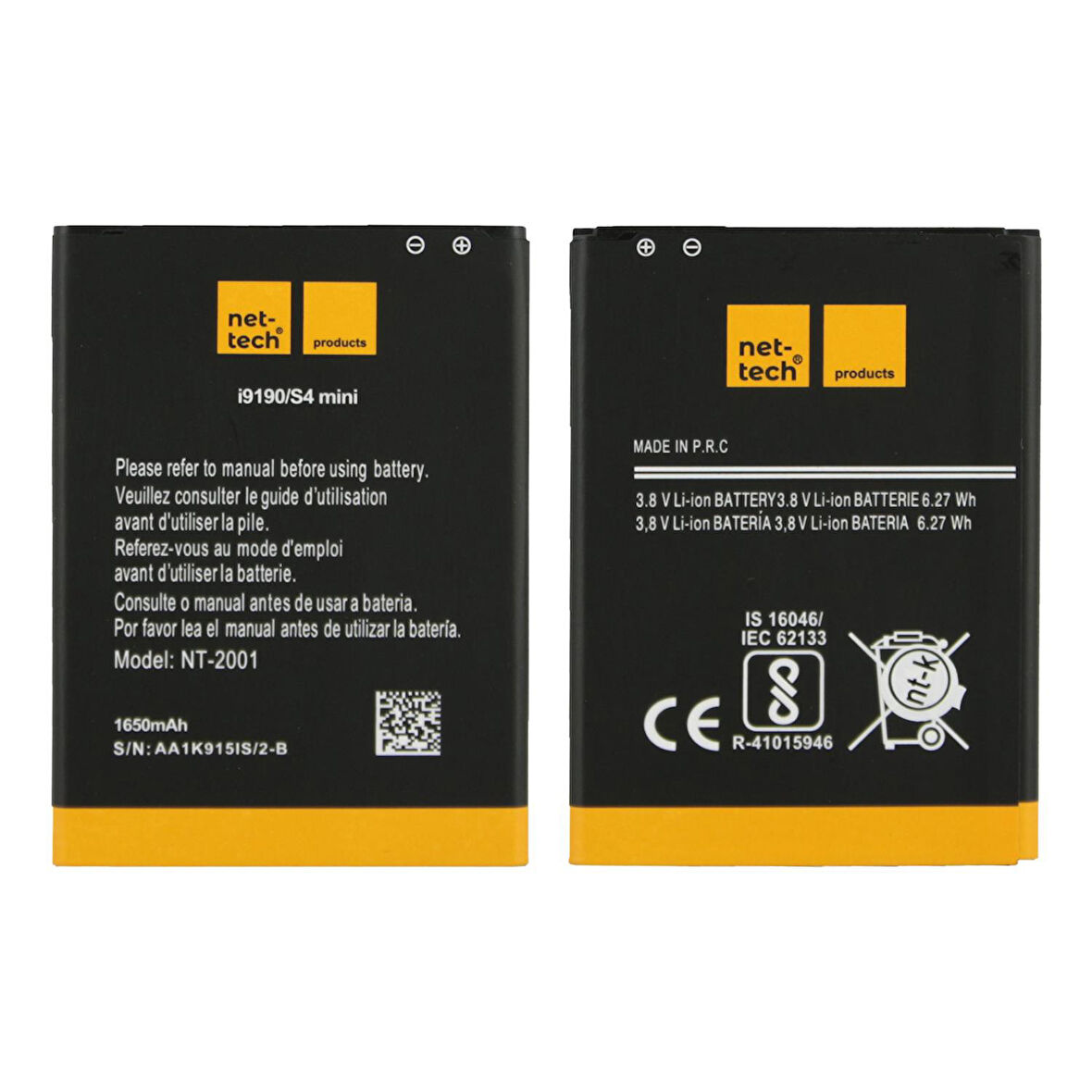 Teknonet Samsung Galaxy i9190 S4 Mini Uyumlu Nettech NT-32422 1650 MAh Batarya NT-32422