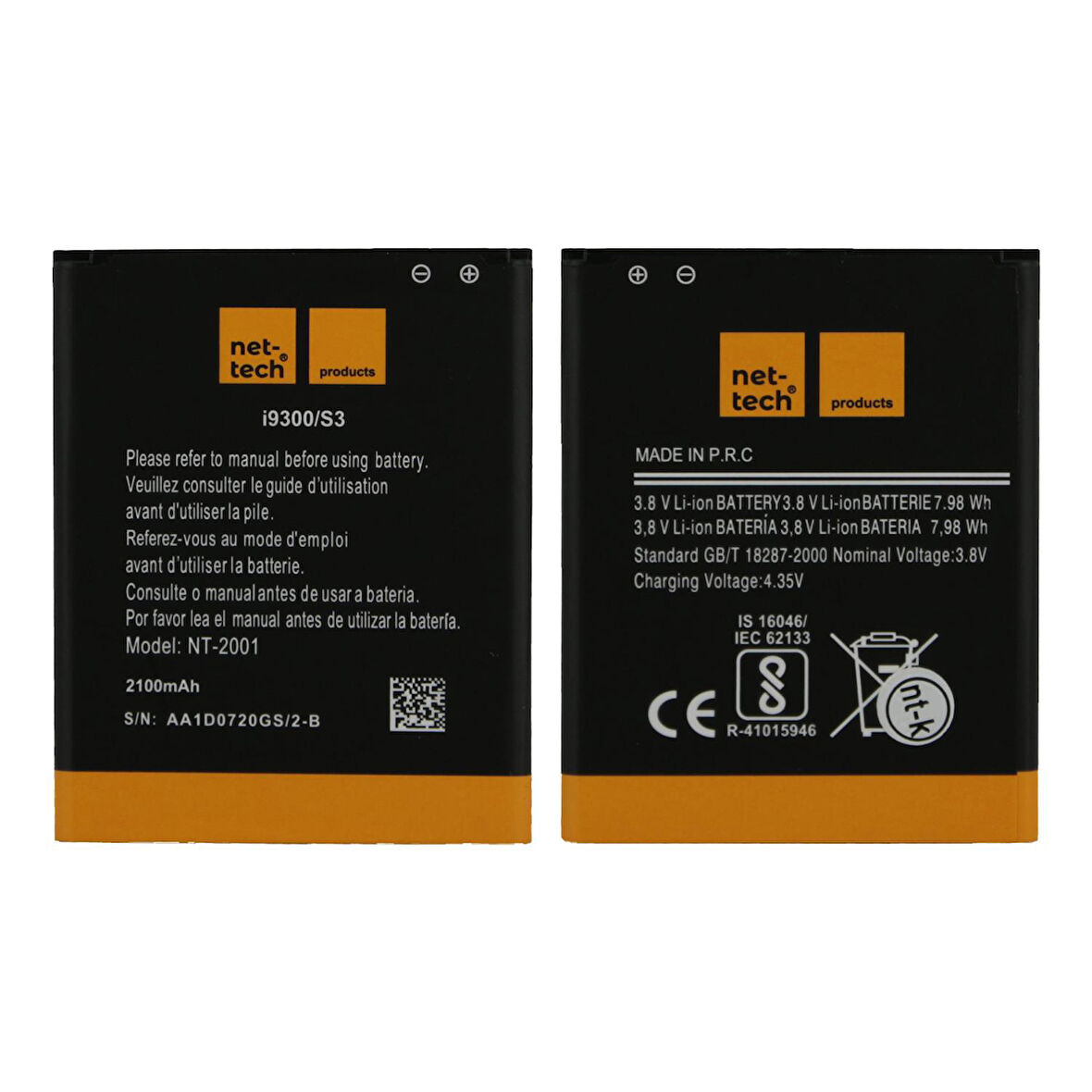 Teknonet Samsung Galaxy i9300 S3 Uyumlu Nettech 2100 MAh Batarya NT-32423