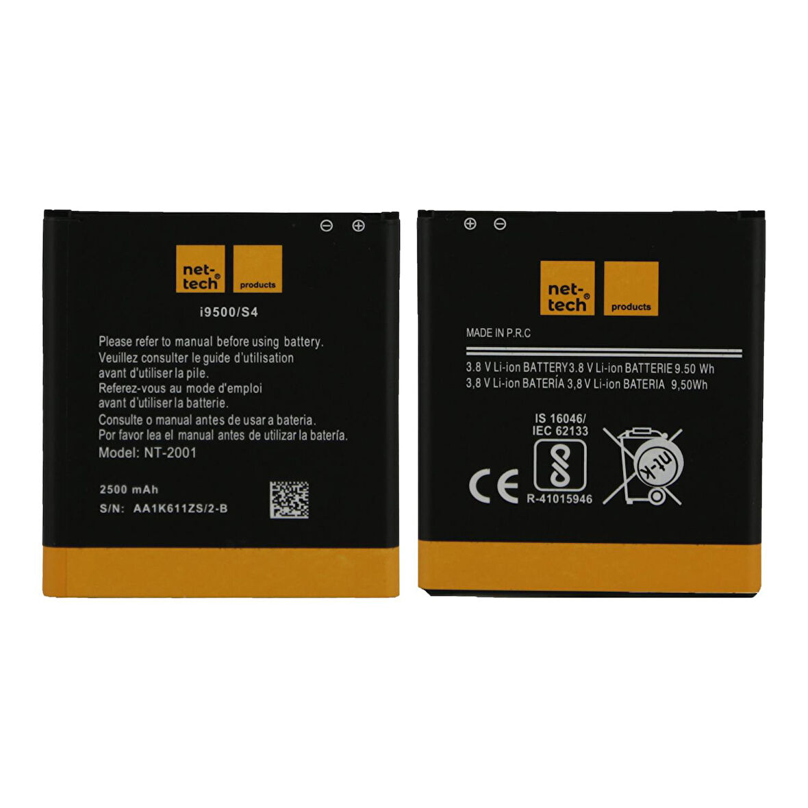 Teknonet Samsung Galaxy i9500 S4 Uyumlu Nettech NT-2001 2500 MAh Batarya NT-32424