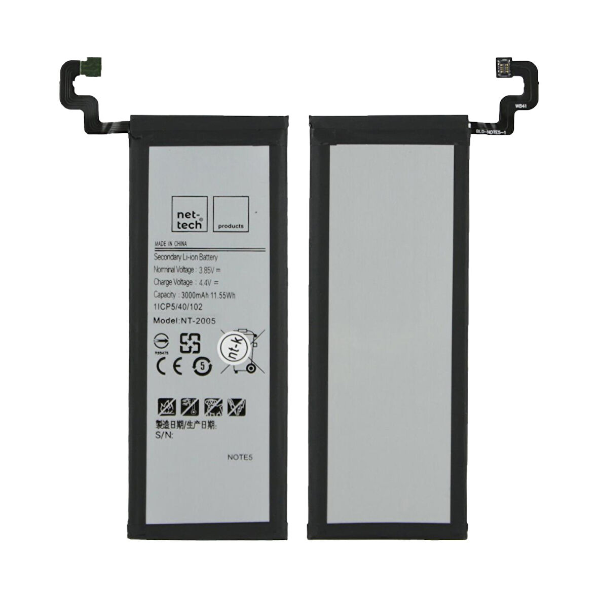 Teknonet Samsung Galaxy N920 Note 5 Uyumlu Nettech 3000 MAh Batarya NT-32429