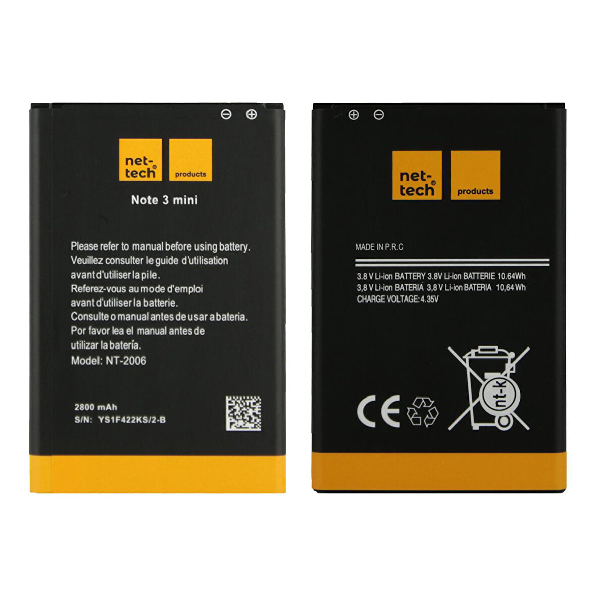 Teknonet Samsung Galaxy N7500 Note 3 Neo Uyumlu Nettech 2800 MAh Batarya NT-32430