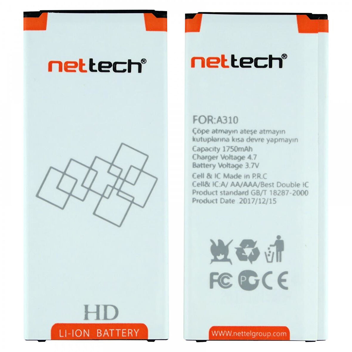 Teknonet Samsung Galaxy A310 A3 2016 Uyumlu Nettech 1700 MAh Batarya NT-14700