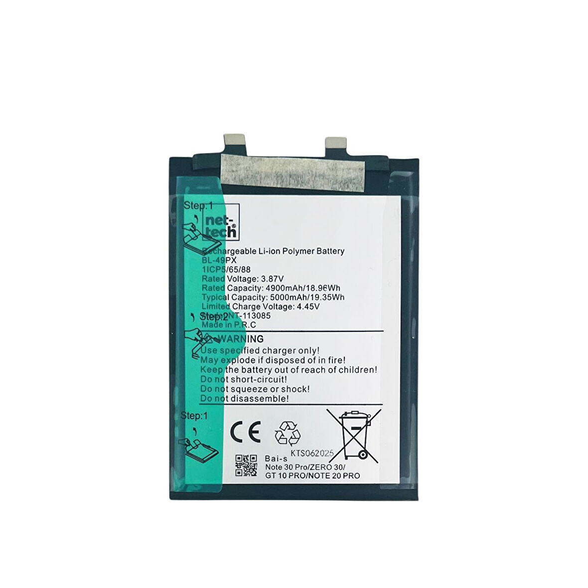 Teknonet İnfinix Note 30 Pro Uyumlu Nettech BL-49PX 5000 MAh Batarya NT-113085