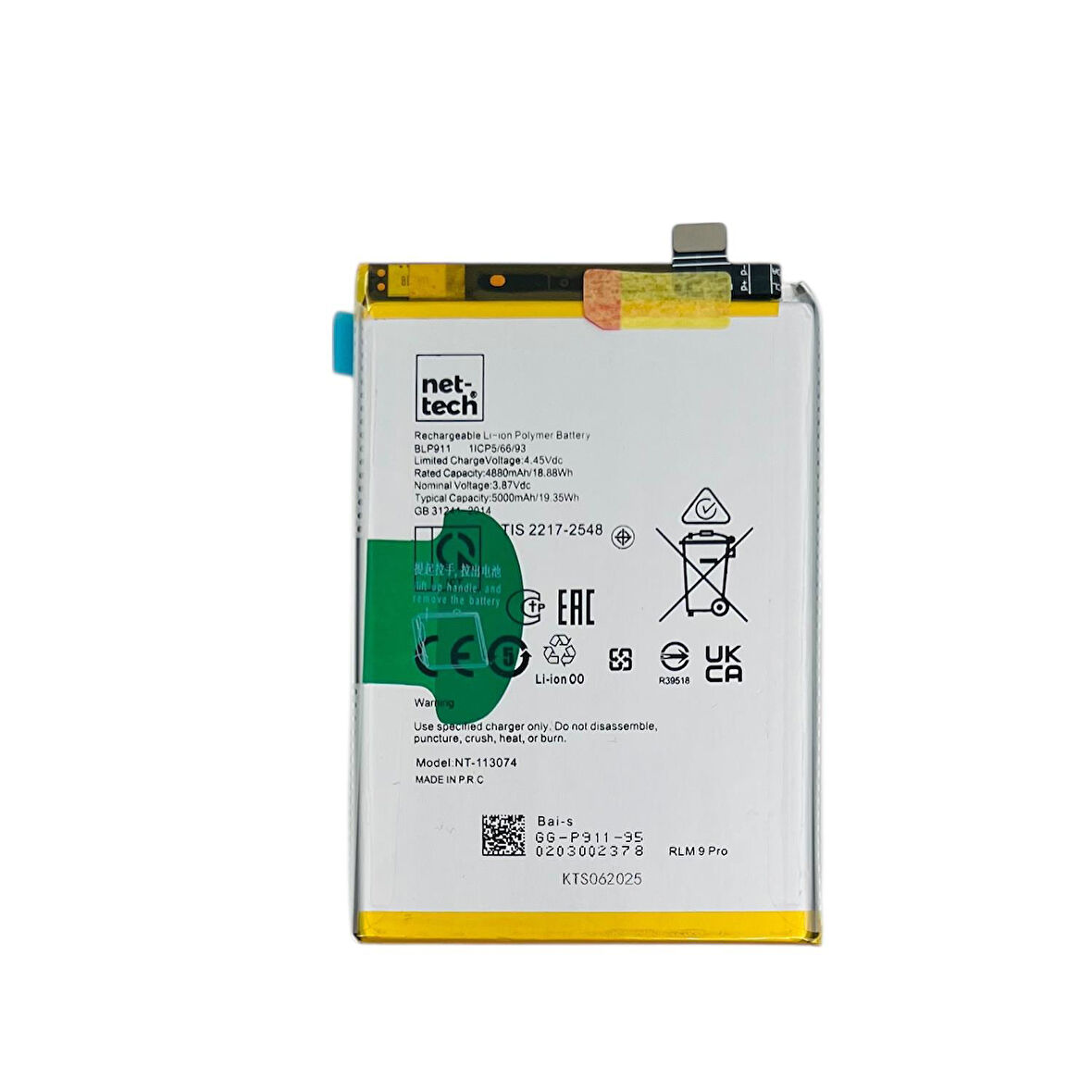 Teknonet Realme 9 Pro Uyumlu Nettech BLP911 5000 MAh Batarya NT-113074
